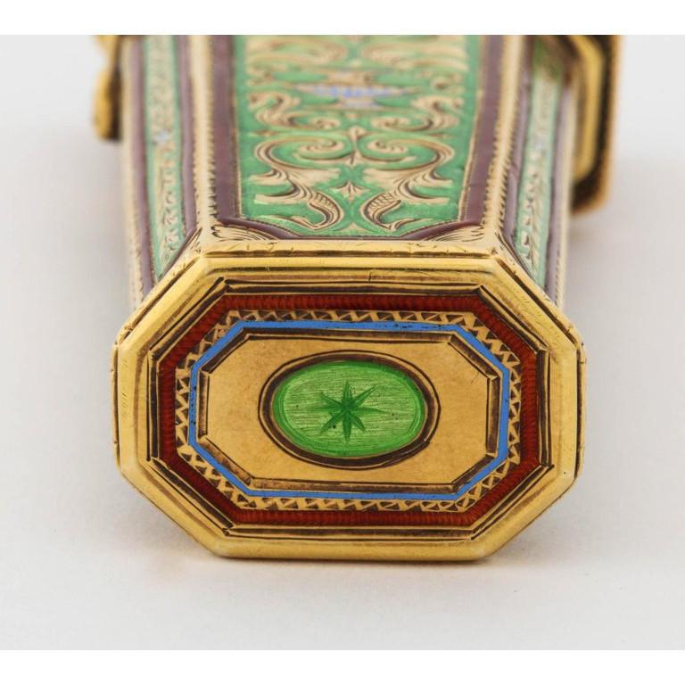 Austrian Gold, Enamel, and Jewel-Set Necessaire Etui Box Case, 19th ...