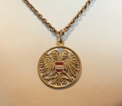 Austrian Gold and Enamel Habsburg Eagle Pendant, Early 20th Century