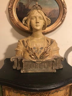Busto austriaco di Lorely in terracotta Goldscheider, circa 1900