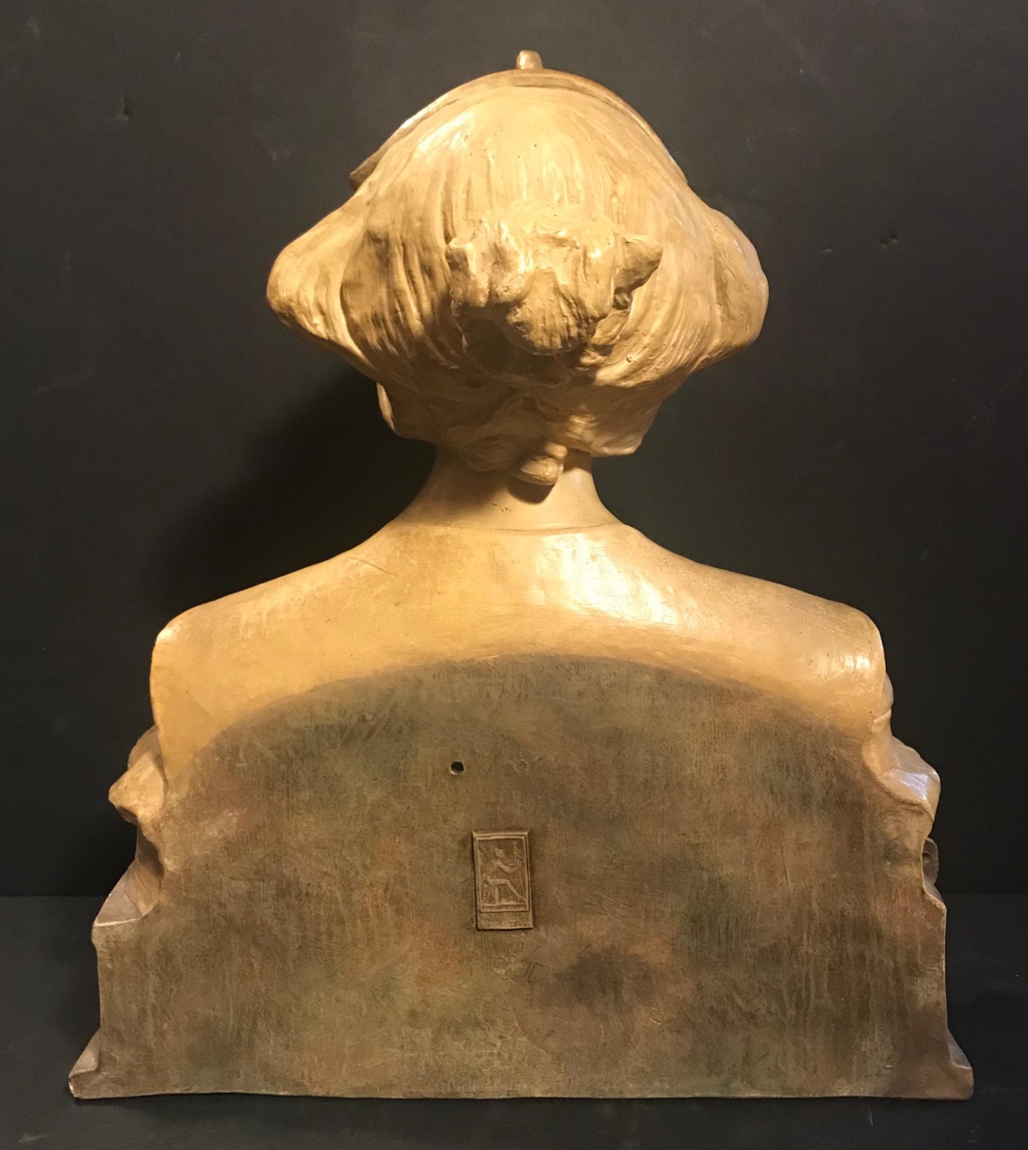 Austrian Goldscheider Terracotta Bust of Lorely, circa 1900 1