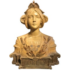 Austrian Goldscheider Terracotta Bust of Lorely, circa 1900
