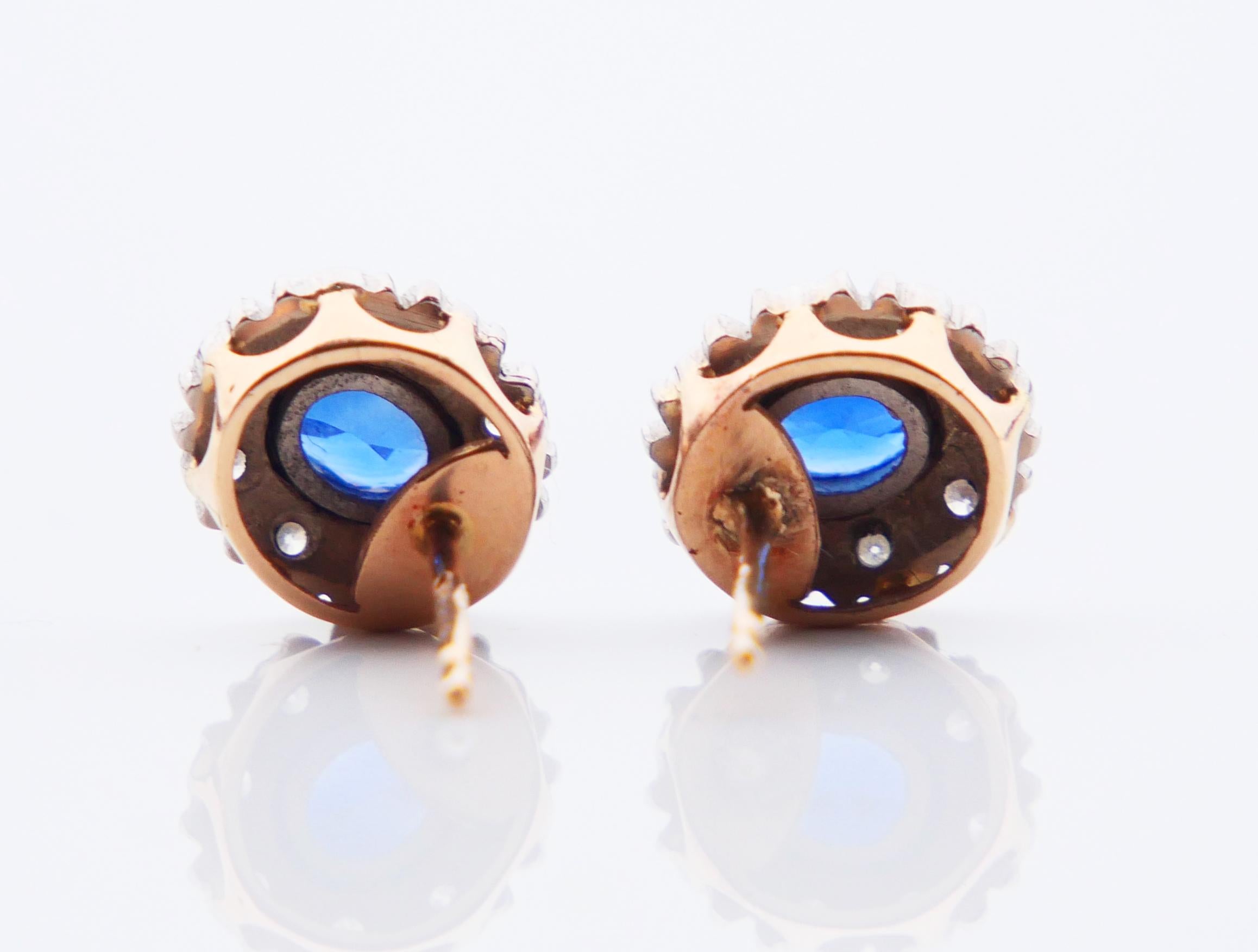 Austrian Halo Earrings 1.5ctw Sapphires 0.6ctw Diamonds solid 14K/18KGold /3.2gr For Sale 8