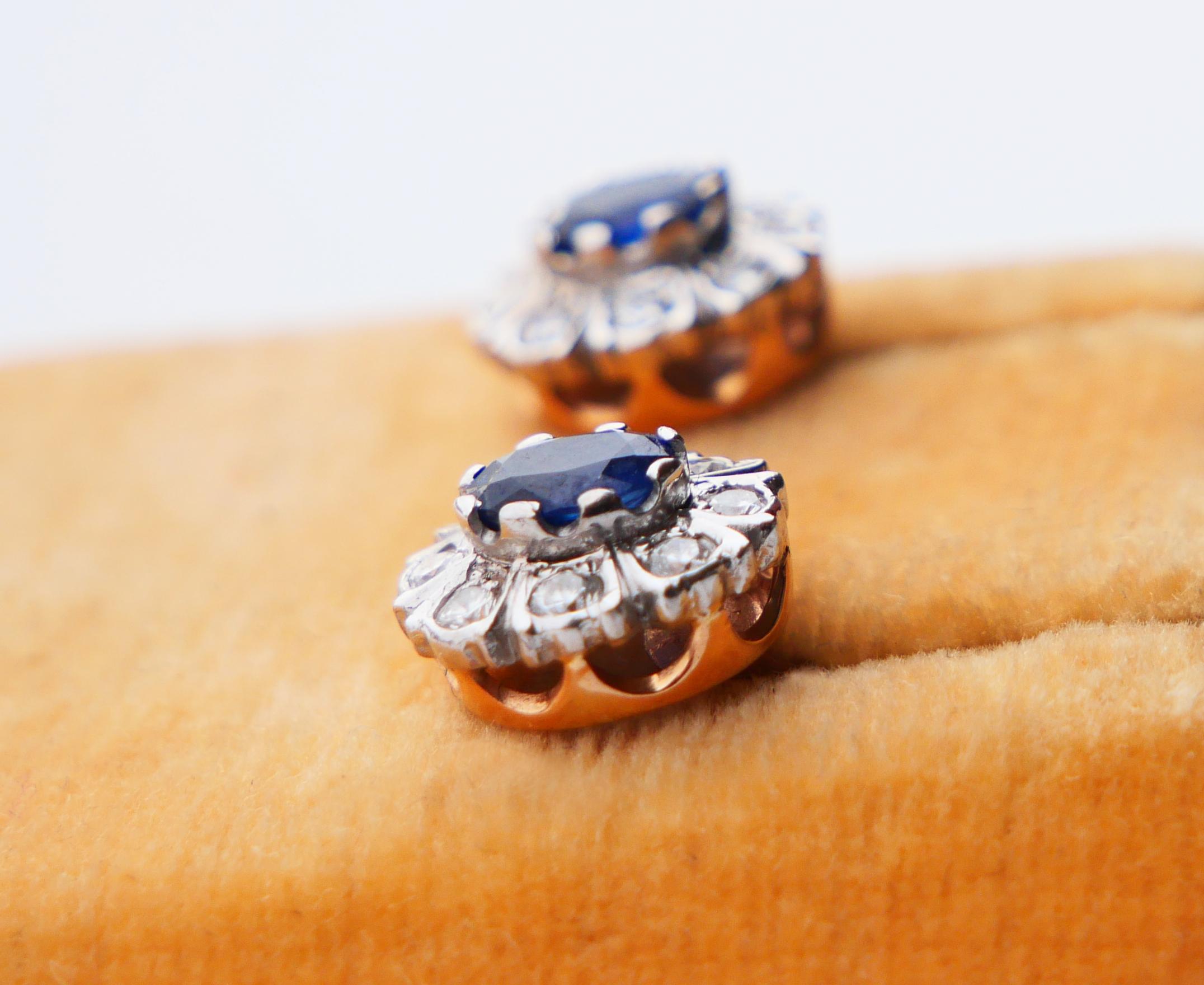 Austrian Halo Earrings 1.5ctw Sapphires 0.6ctw Diamonds solid 14K/18KGold /3.2gr For Sale 3