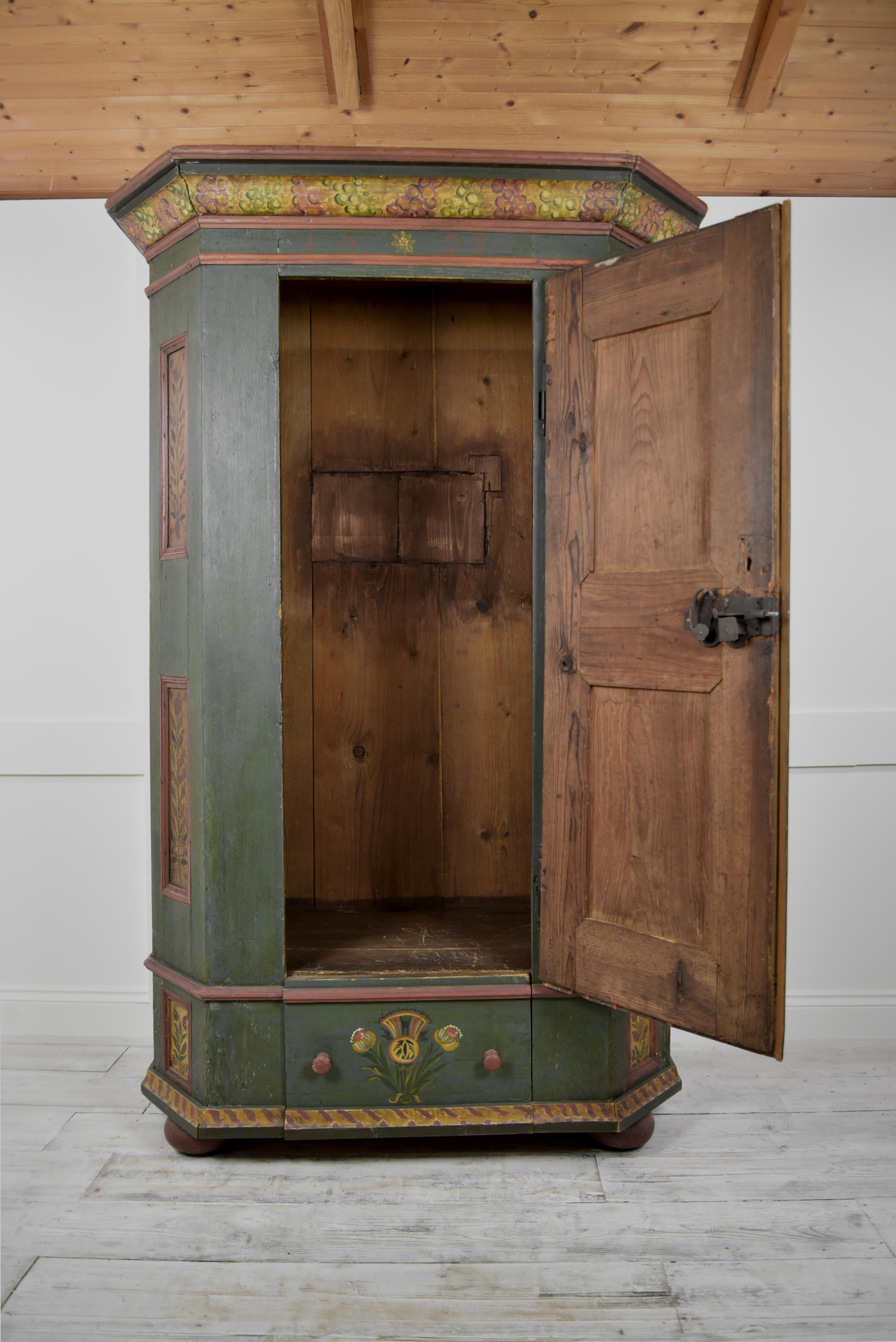 Pine Austrian Armoire, Dated 1829 For Sale
