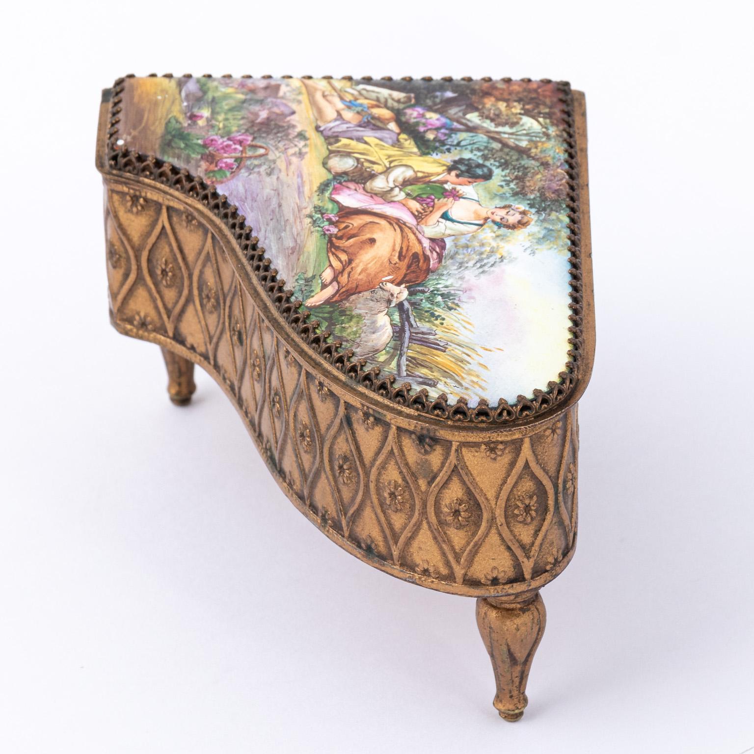 Mid-20th Century Austrian Hand Painted Music Box