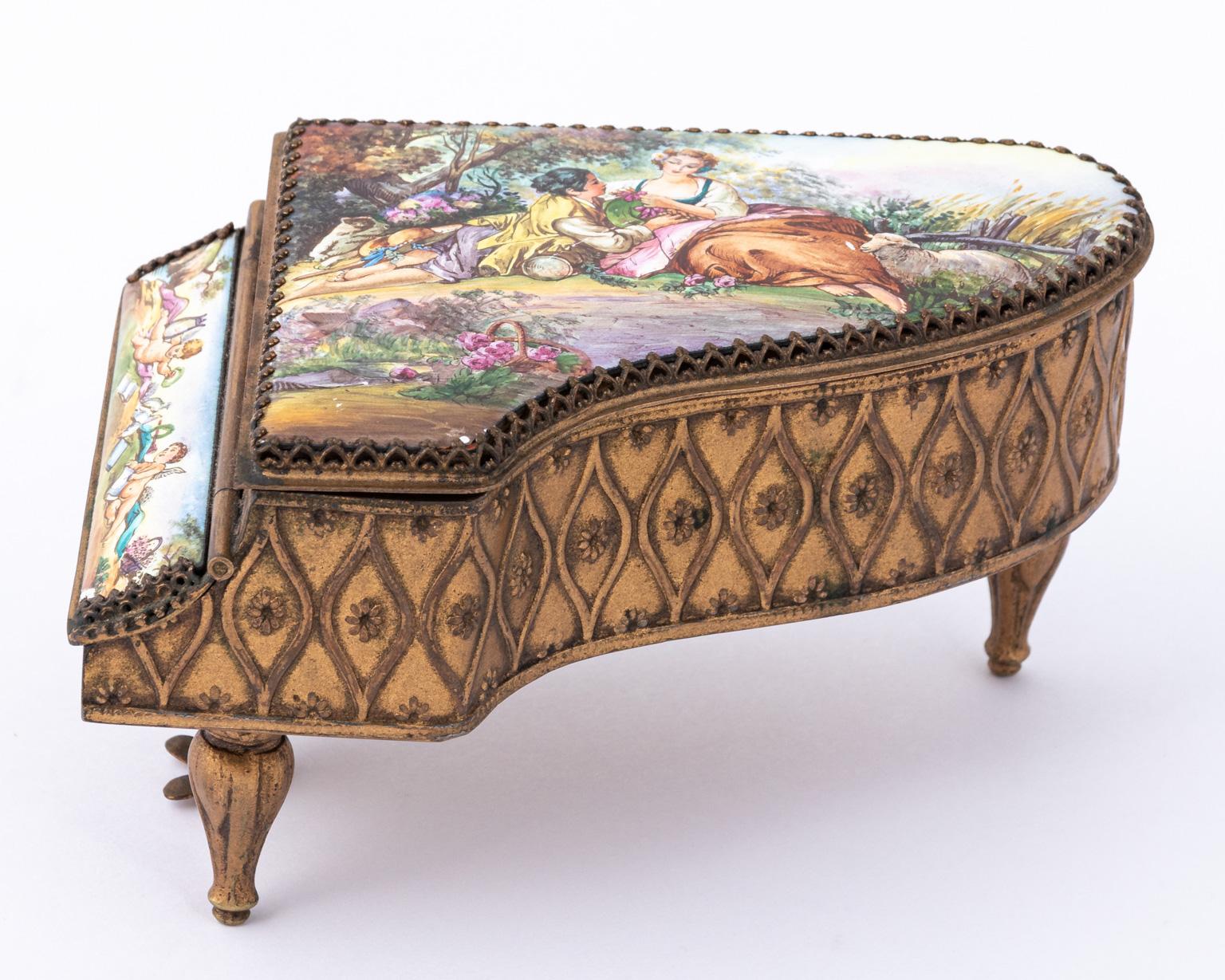 Bronze Austrian Hand Painted Music Box
