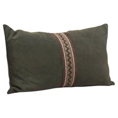 Almohada artesanal austriaca de piel de ciervo con pespuntes de Hans Frauenschuh