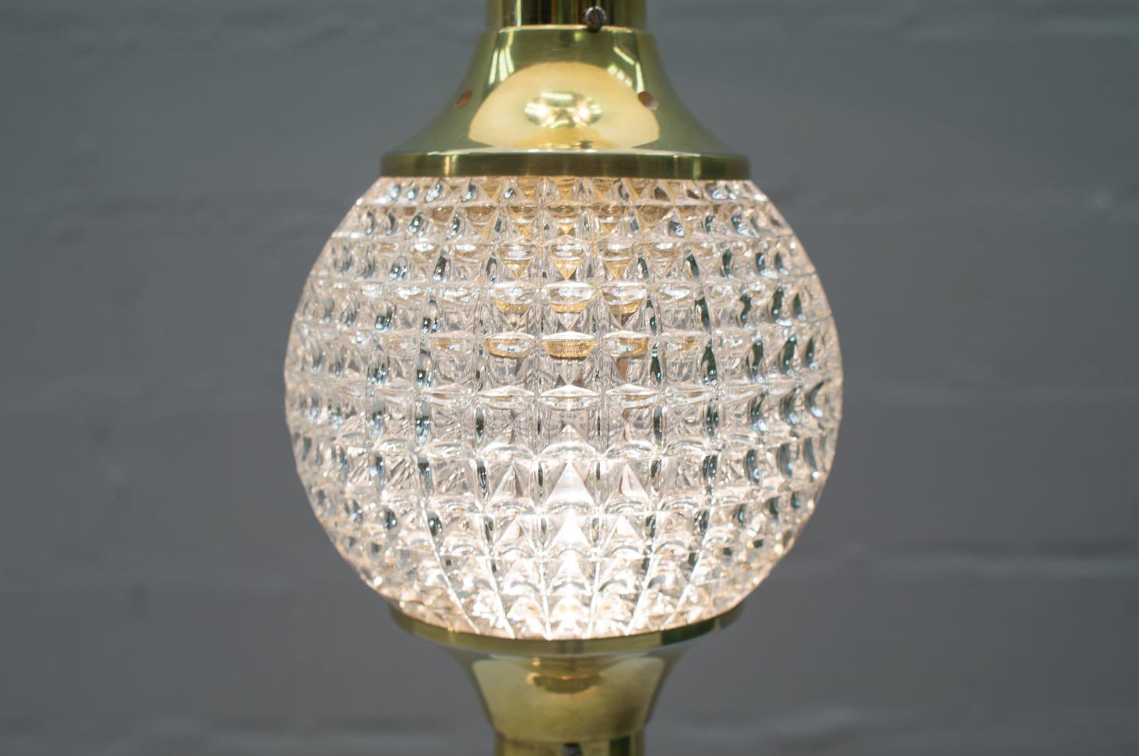 Mid-20th Century Austrian Hollywood Regency Brass and Illuminated Crystal Floor Lamp, 1960s