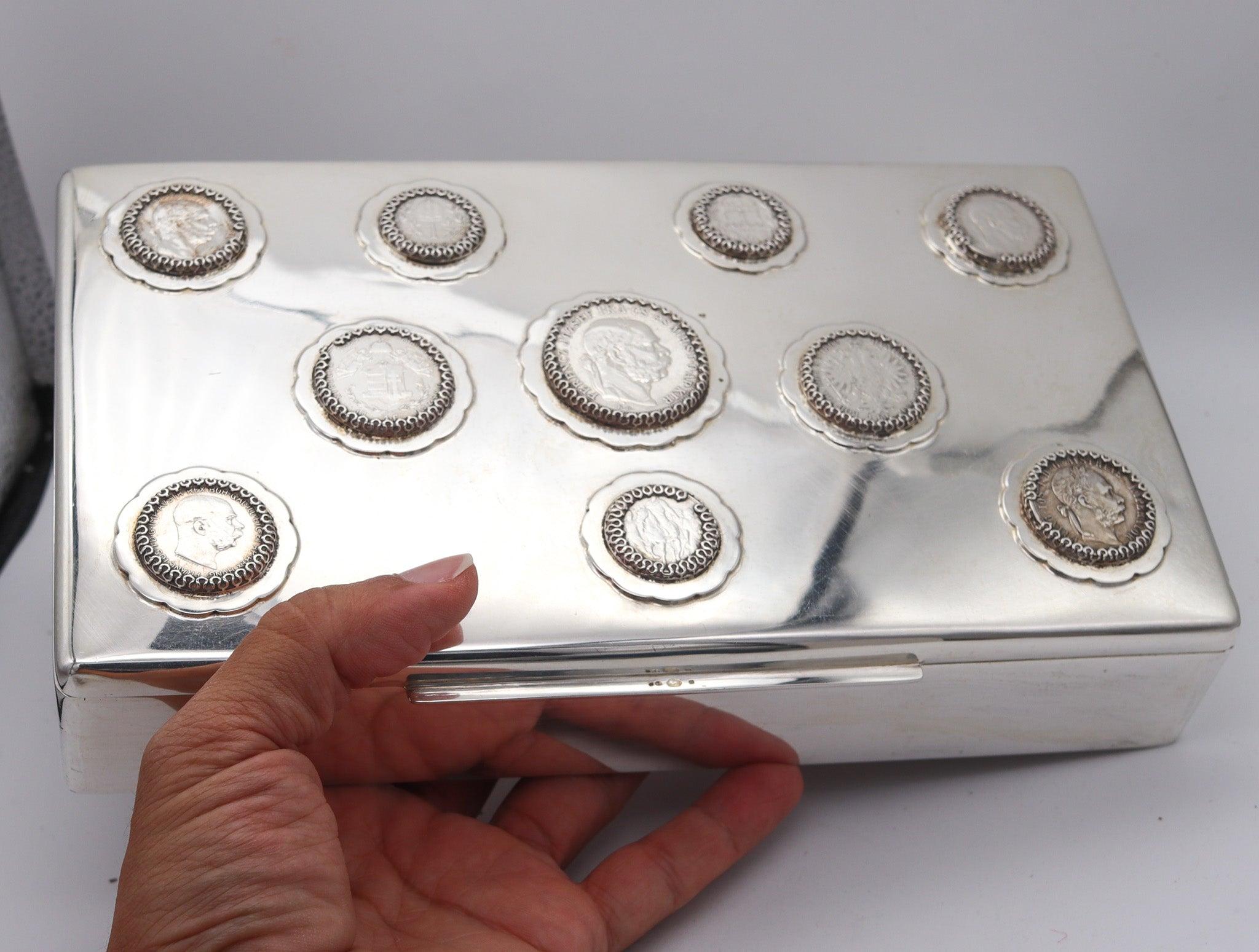 IMPERIO AUSTRIACO-HUNGARO 1915 Hungría Cigarros Caja Doble En Plata .800 en venta 4