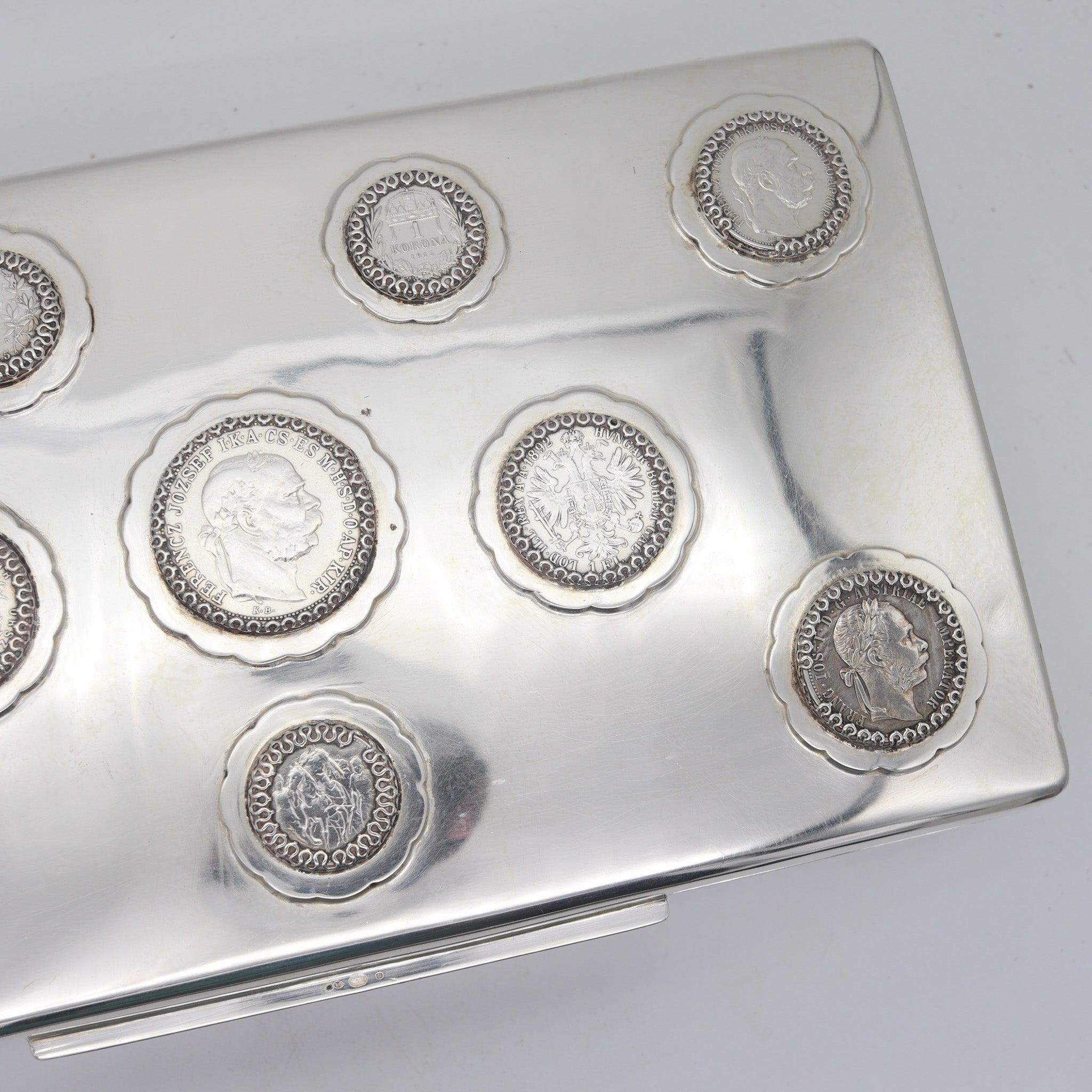 IMPERIO AUSTRIACO-HUNGARO 1915 Hungría Cigarros Caja Doble En Plata .800 Húngaro en venta