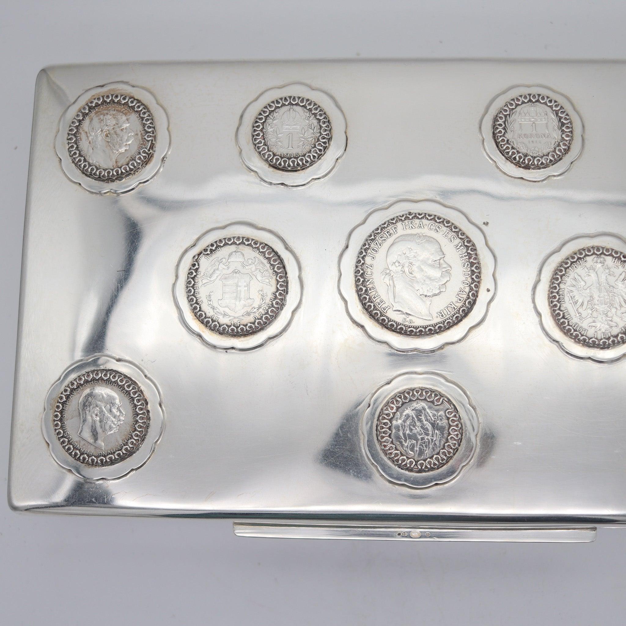 IMPERIO AUSTRIACO-HUNGARO 1915 Hungría Cigarros Caja Doble En Plata .800 Hecho a mano en venta