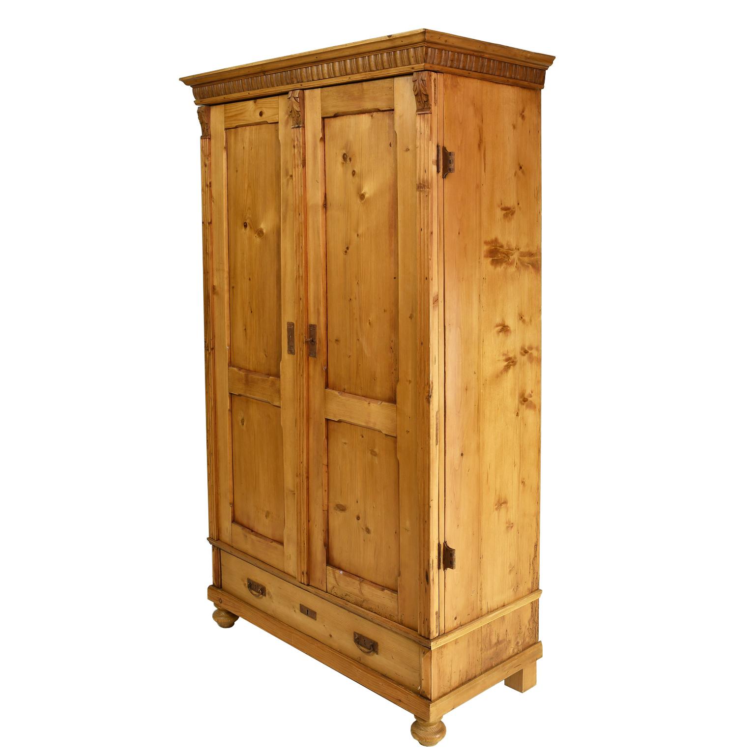 Austrian/ Hungarian Rustic Pine Armoire, circa 1840 with Parliament Hinges 1