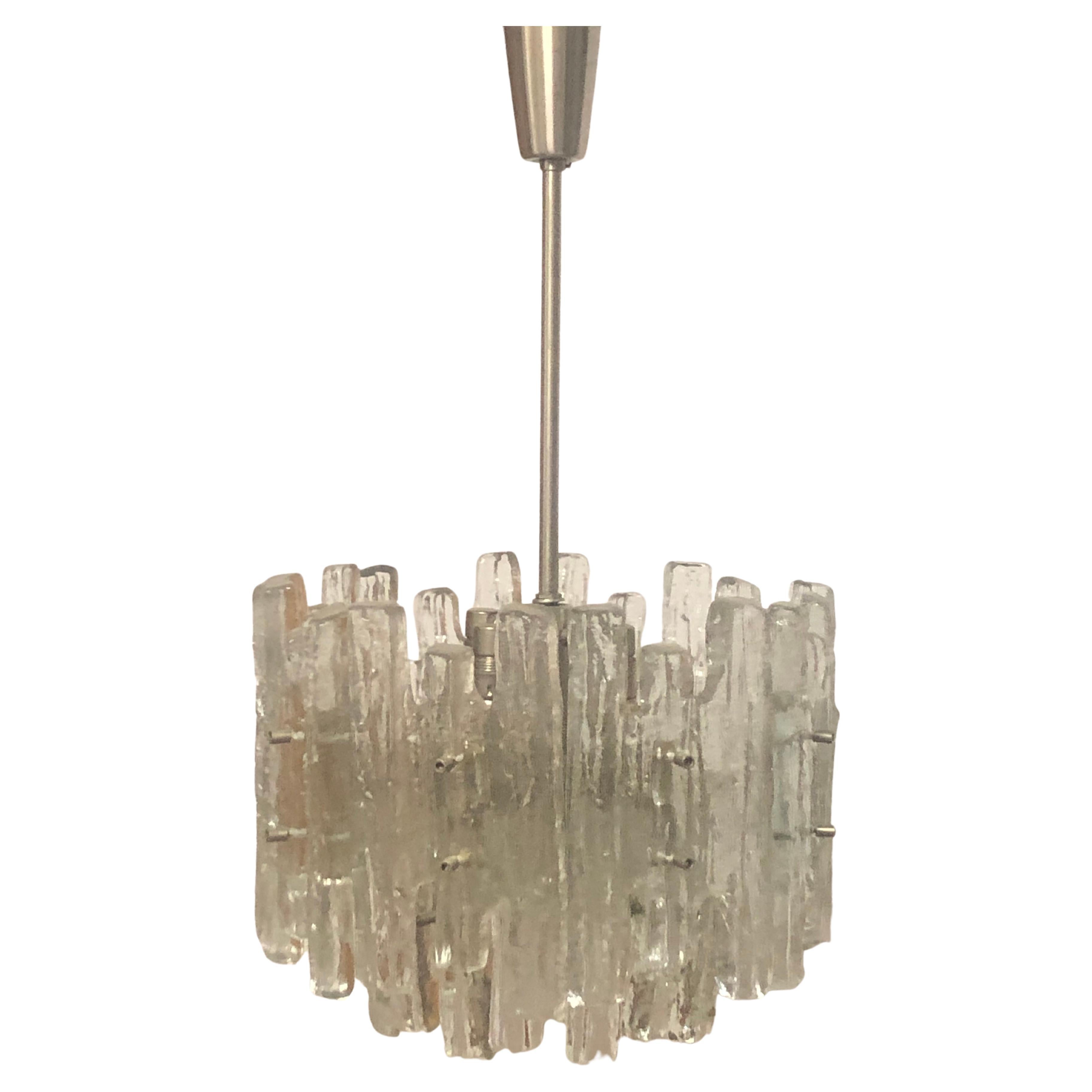Austrian Ice Glass Chandelier by J.T.Kalmar, 1960s For Sale