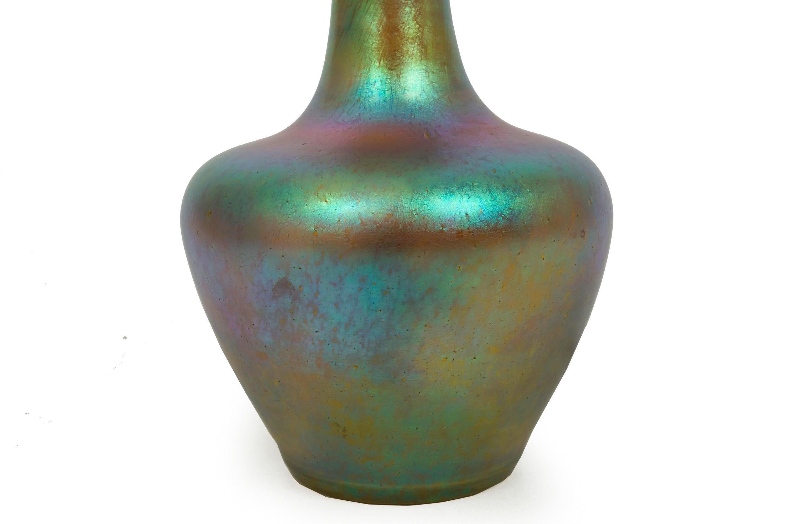 Austrian Iridescent Glass Loetz att. Vase w/ Silver Overlay by La Pierre c. 1900 For Sale 6