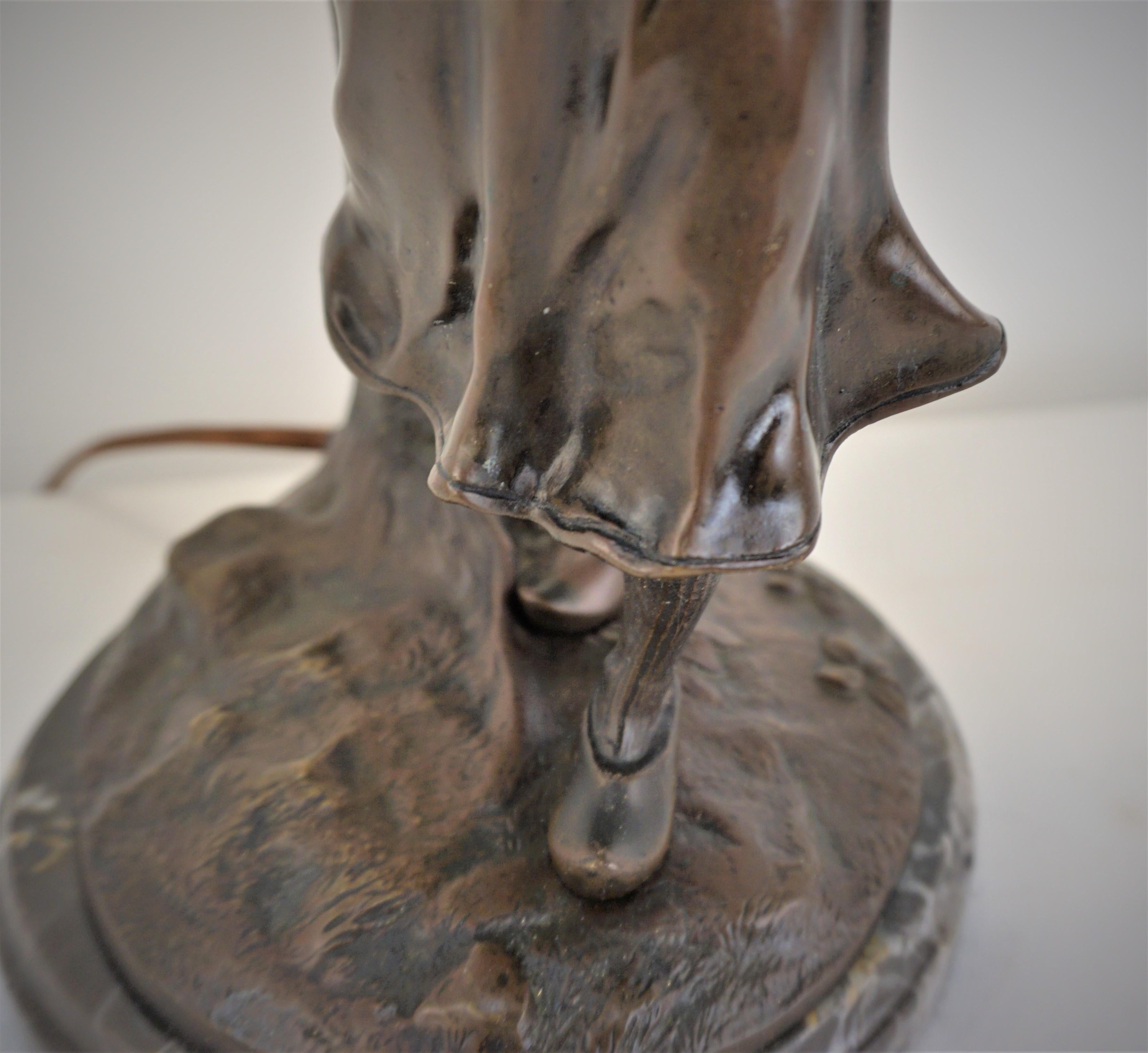Österreichische Elfenbein & Bronze Skulptur Tischlampe im Zustand „Gut“ im Angebot in Fairfax, VA