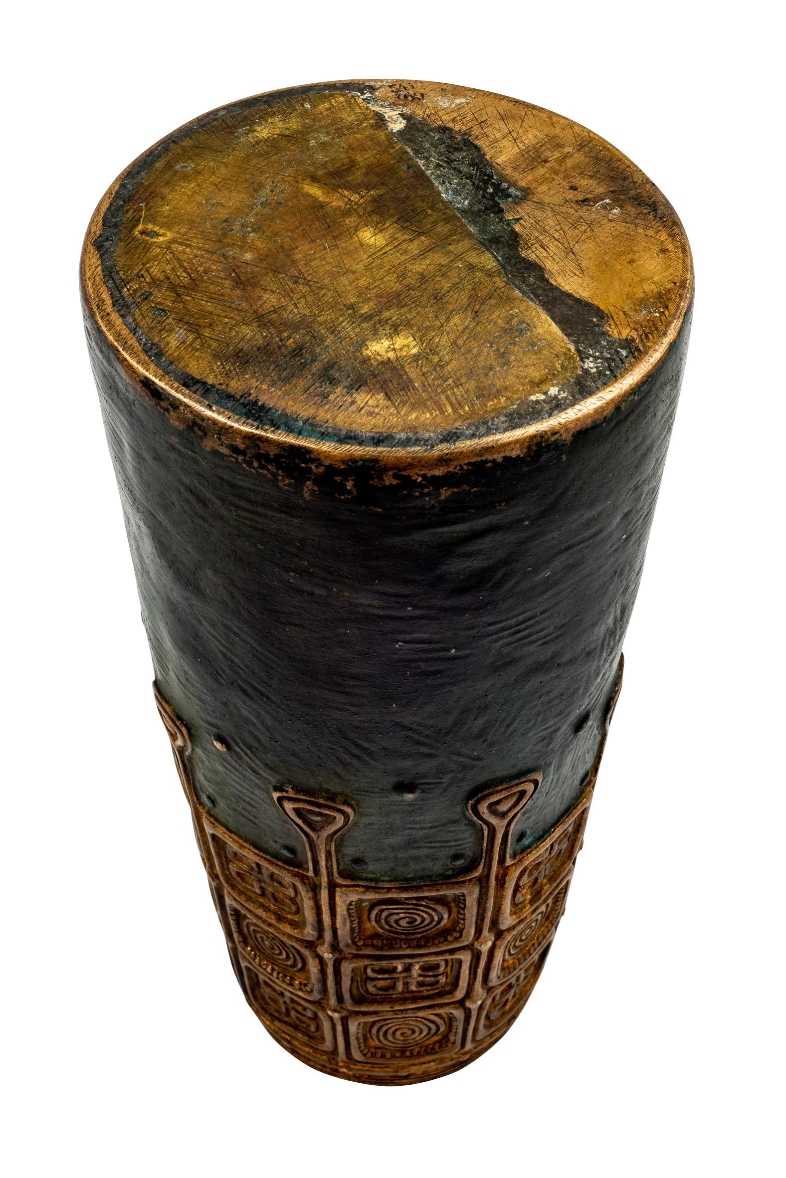 Patiné Vase en bronze de style Jugendstil autrichien Gustav Gurschner vers 1906, brun patiné en vente