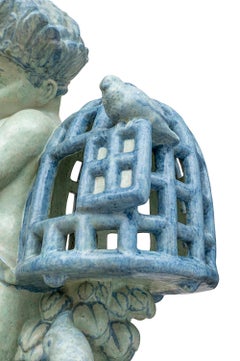 Austrian Jugendstil Ceramic Sculpture Putto Michael Powolny Blue, circa 1917