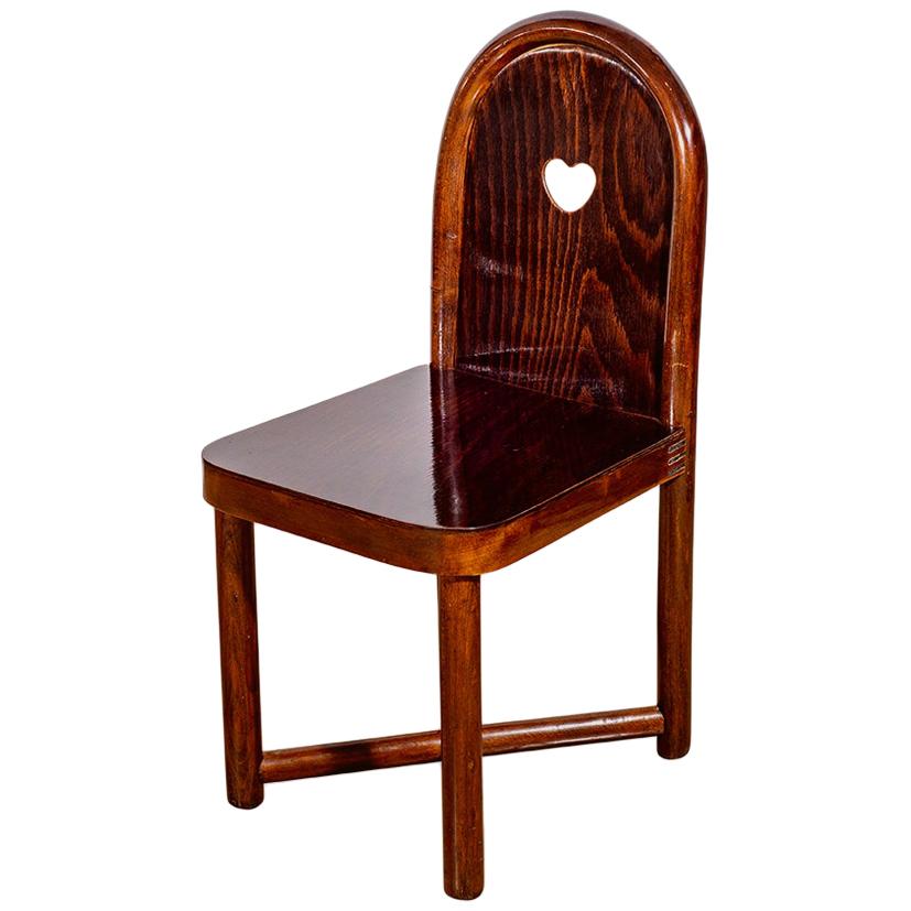 Austrian Jugendstil Children's Chair Bent Beechwood Mahogany Stained Prutscher For Sale