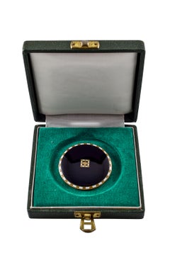 Austrian Jugendstil Enamel Copper Brooch Josef Hoffmann circa 19010 Black White