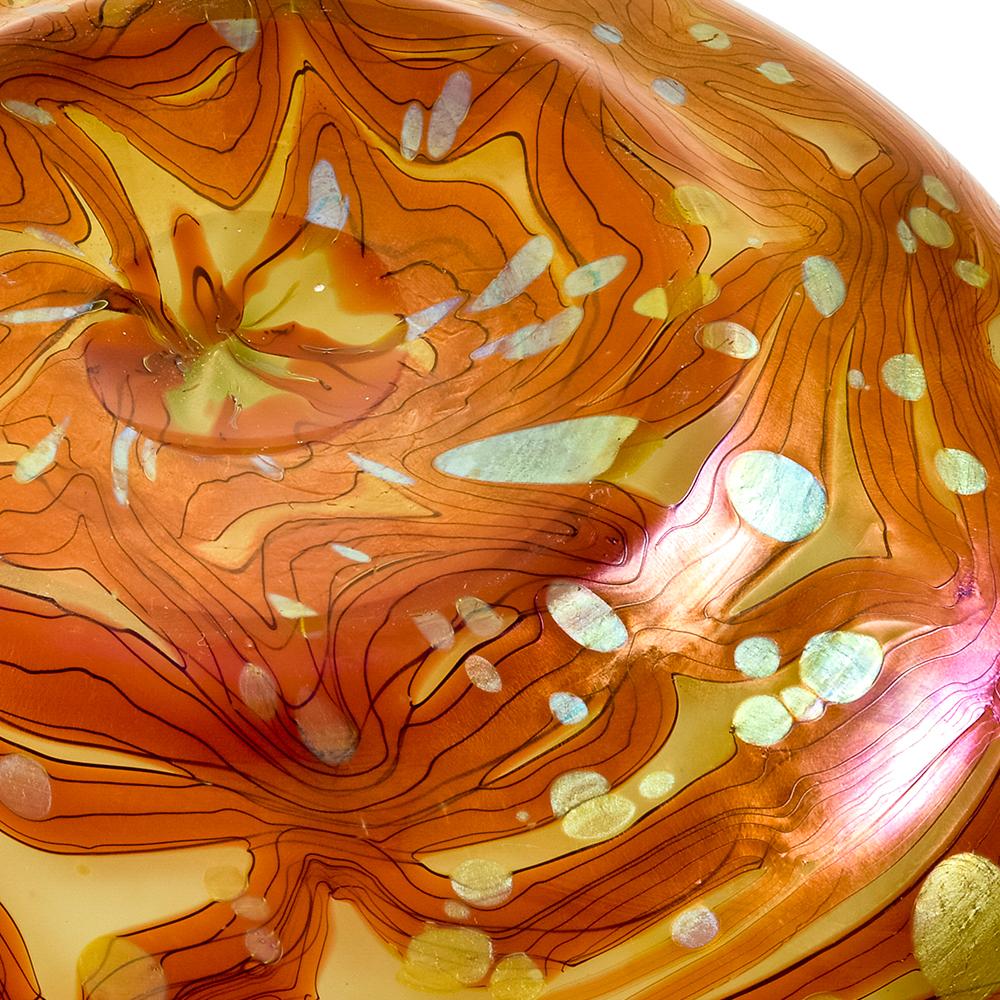 Austrian Jugendstil Floral Glass Bowl Loetz Red Gold circa 1902 For Sale 3