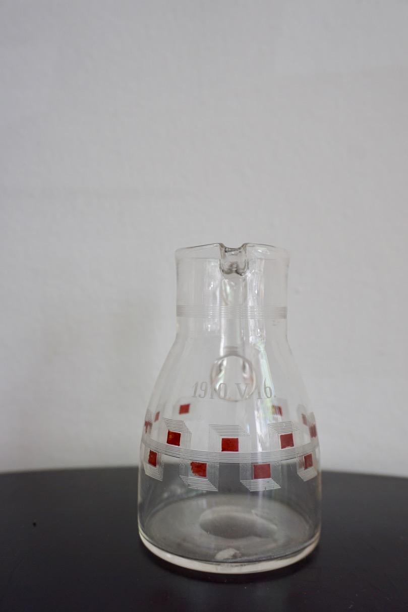 Etched Austrian Jugendstil Glass Milk Jar For Sale
