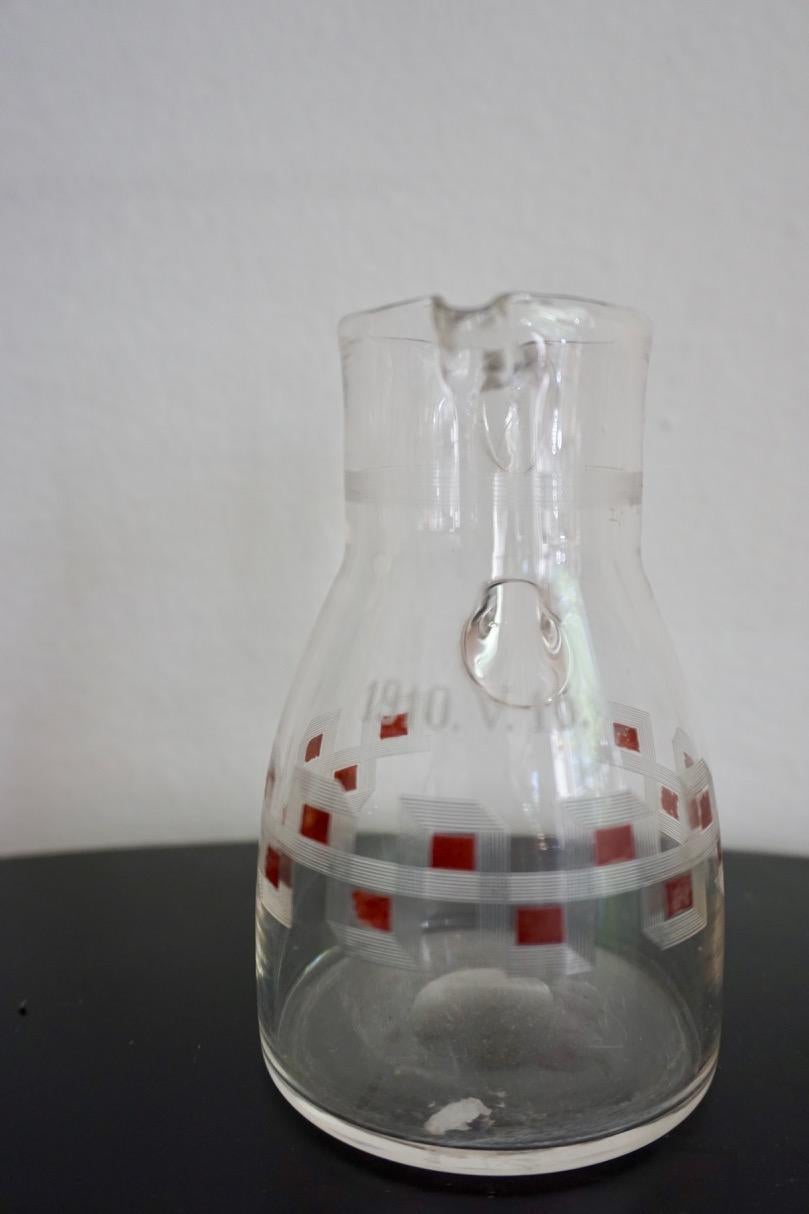 Austrian Jugendstil Glass Milk Jar In Good Condition For Sale In  Budapest, HU