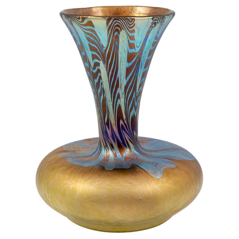 Austrian Jugendstil Glass Vase Argus Decoration circa 1902 Johann Loetz Witwe