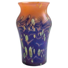Austrian Jugendstil Glass Vase Loetz Blue Orange Gold circa 1901