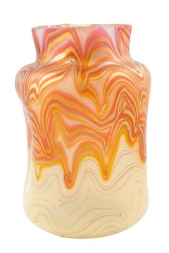 Österreichische Jugendstil Glas Vase Orange Gelb Gold um 1902 Loetz