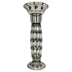 Austrian Jugendstil Glass Vase with Enameled Decor 1910 Ateliers Wiener Werkstä