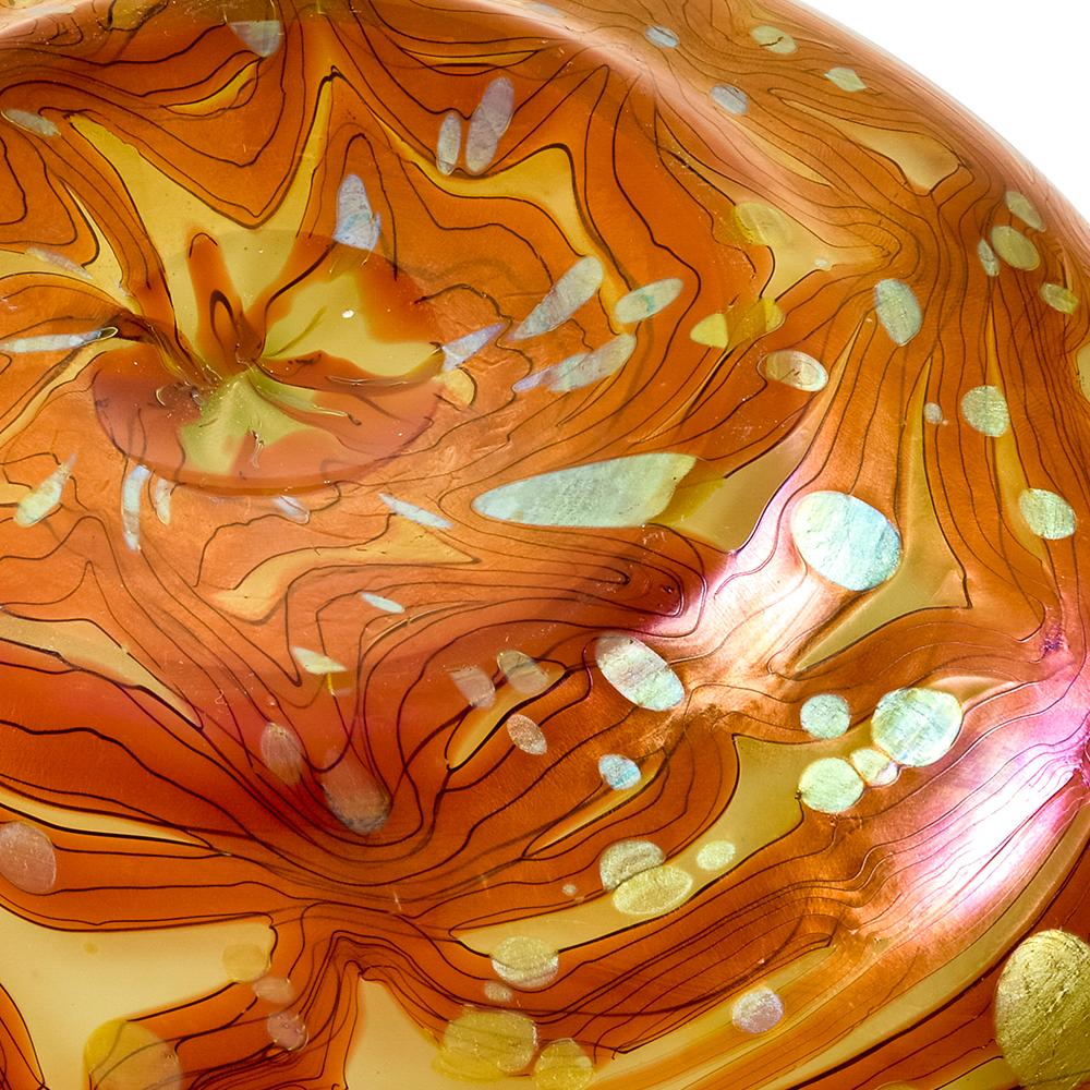 Austrian Jugendstil Loetz Art Glass Bowl Orange Red Iridescent, circa 1902 For Sale 1