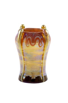 Austrian Jugendstil Loetz Art Glass Vase Orange circa 1901 Koloman Moser School