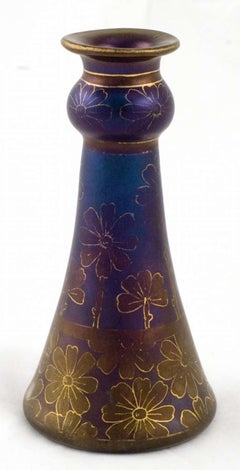 Austrian Jugendstil Loetz Glass Vase Etched circa 1900 Flowers Purple