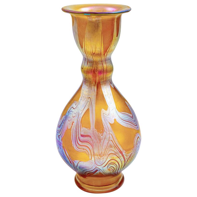 Austrian Jugendstil Loetz Mouth-Blown Glass Vase circa 1899 Iridescent For Sale