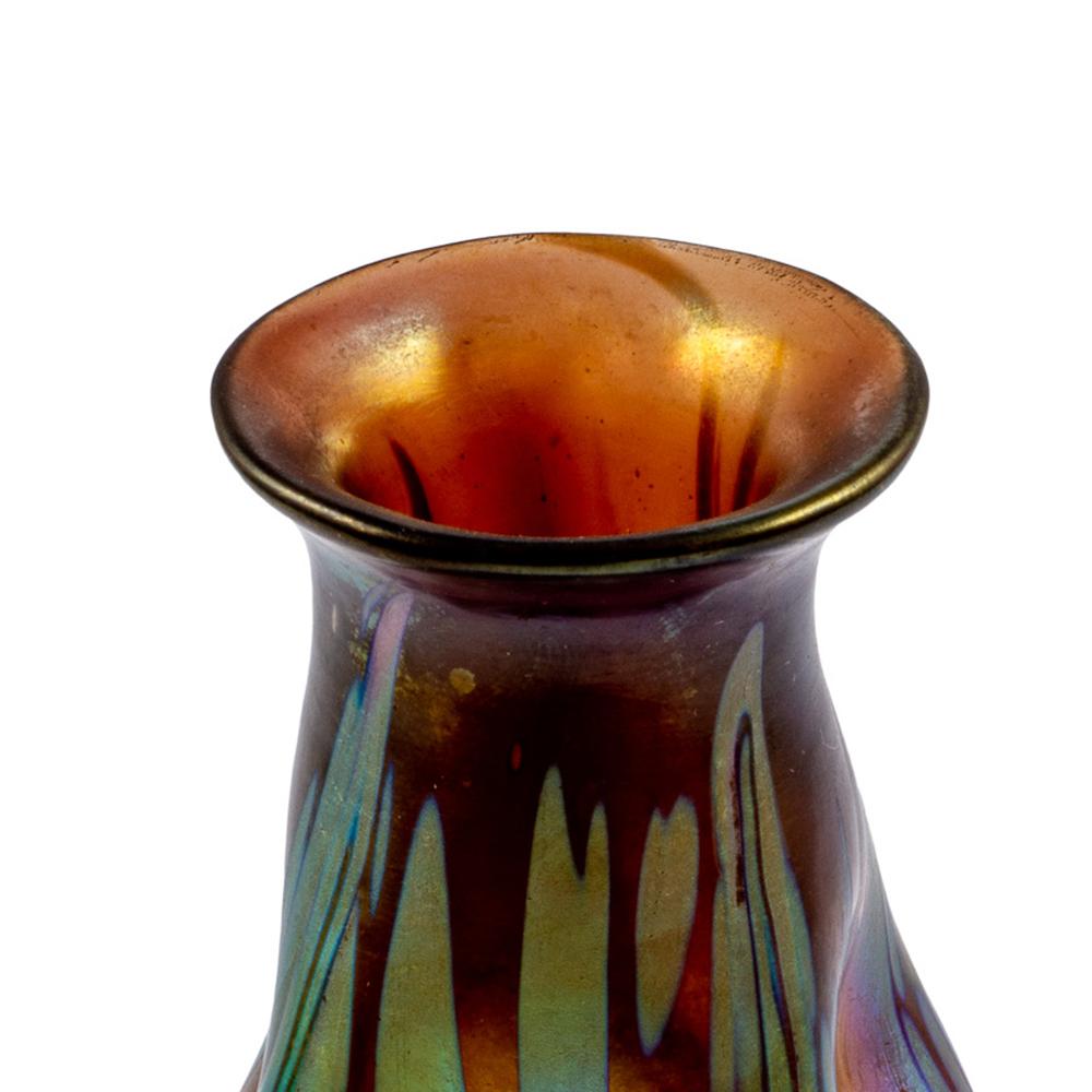 Art Nouveau Austrian Jugendstil Mouthblown Glass Vase Brown circa 1902 Johann Loetz-Witwe For Sale