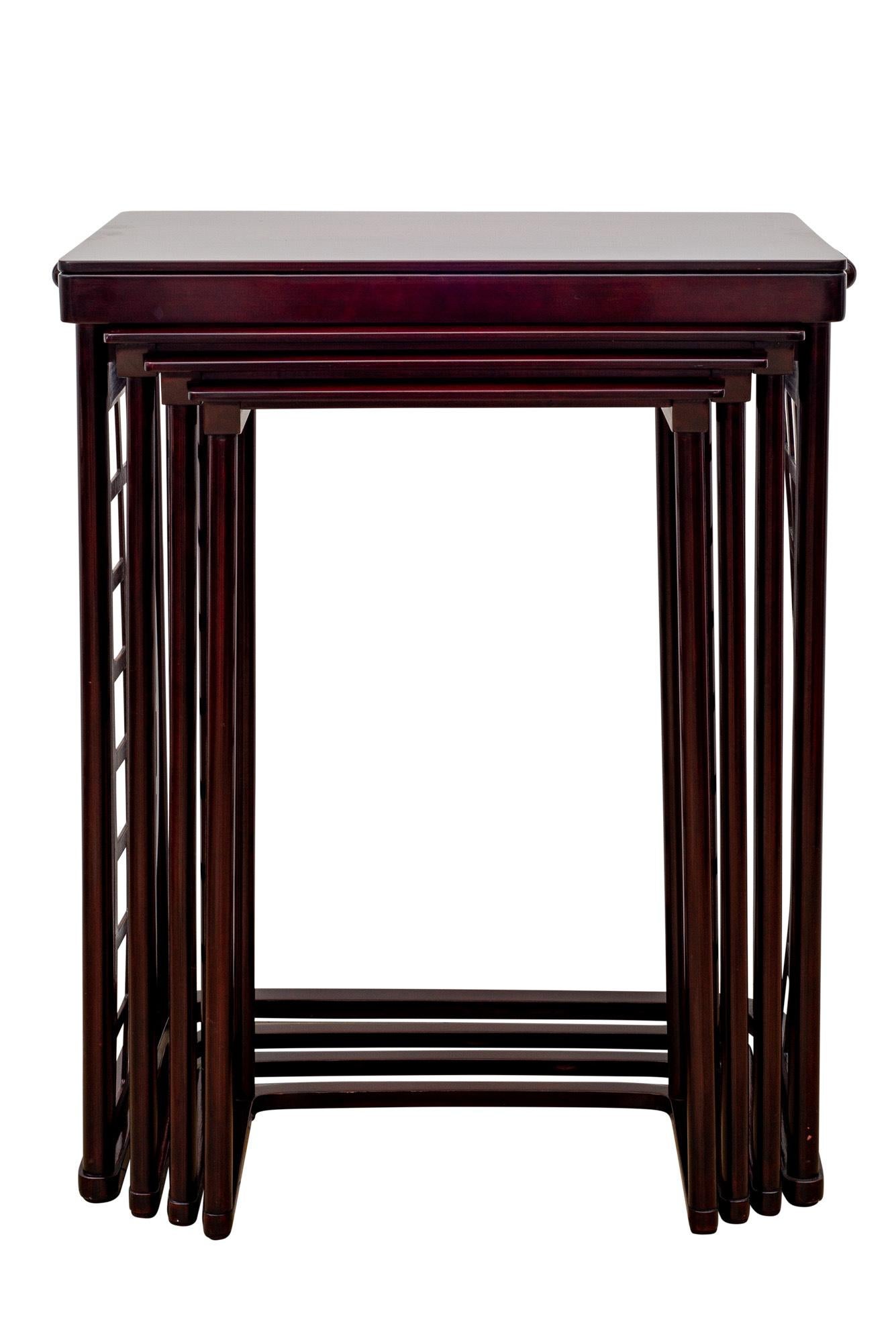 Stained Austrian Jugendstil Nesting Tables with Grid Josef Hoffmann 1905 Beechwood For Sale