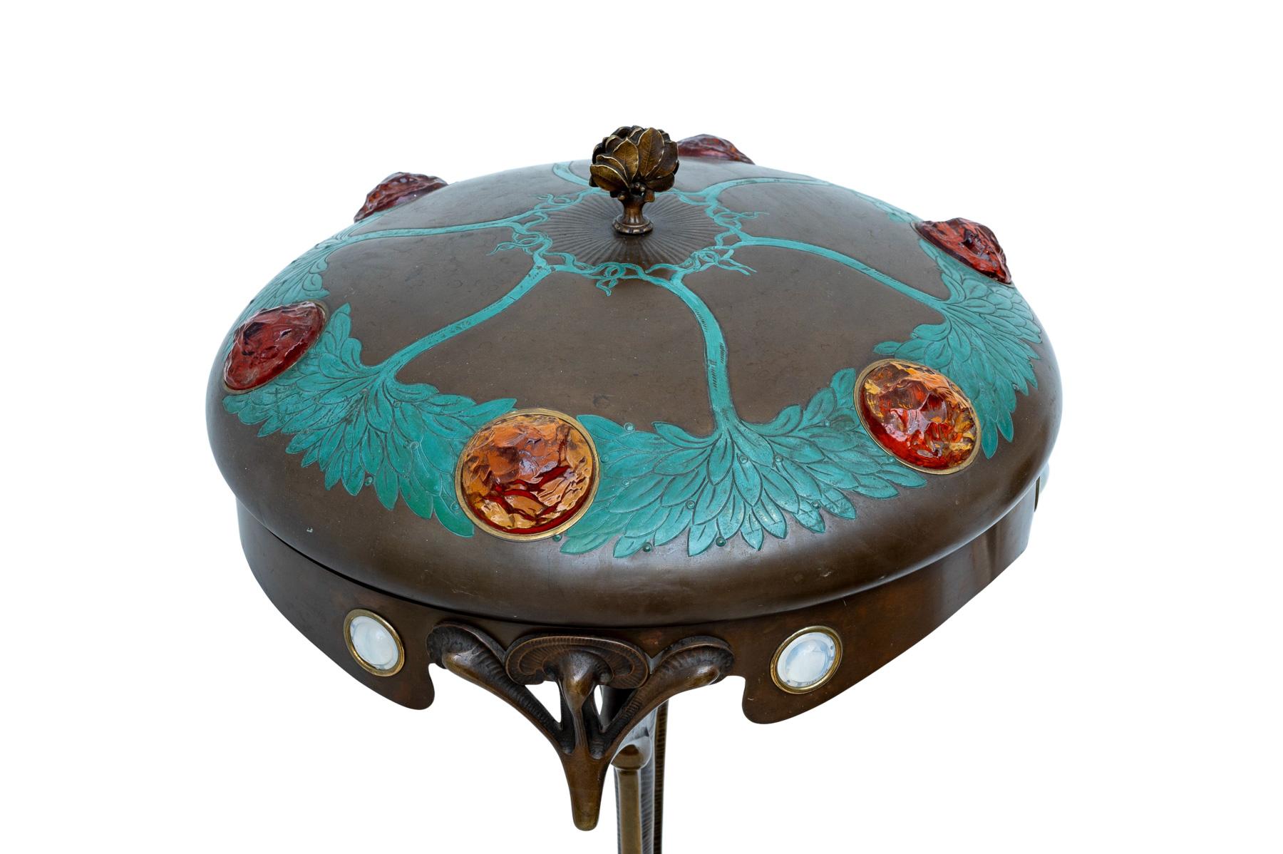 Patinated Austrian Jugendstil Table Lamp by Adolf Josef Pohl ca. 1905