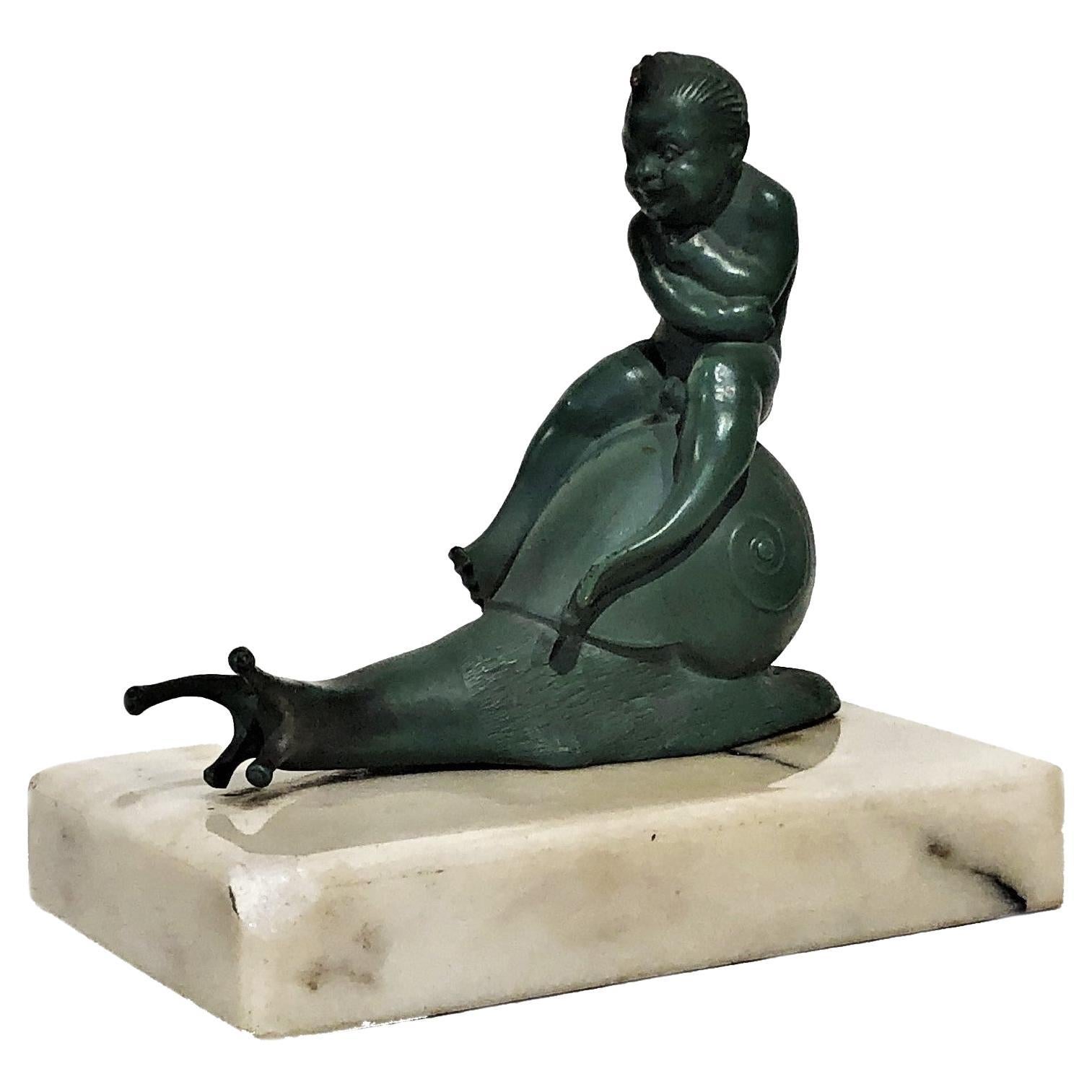 Presse-papier sculptural autrichien Jugendstil Vienna Bronze de Carl Fiala, vers 1910