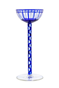Austrian Jugendstil Wine Glass Otto Prutscher Blue circa 1908 Meyr's Neffe