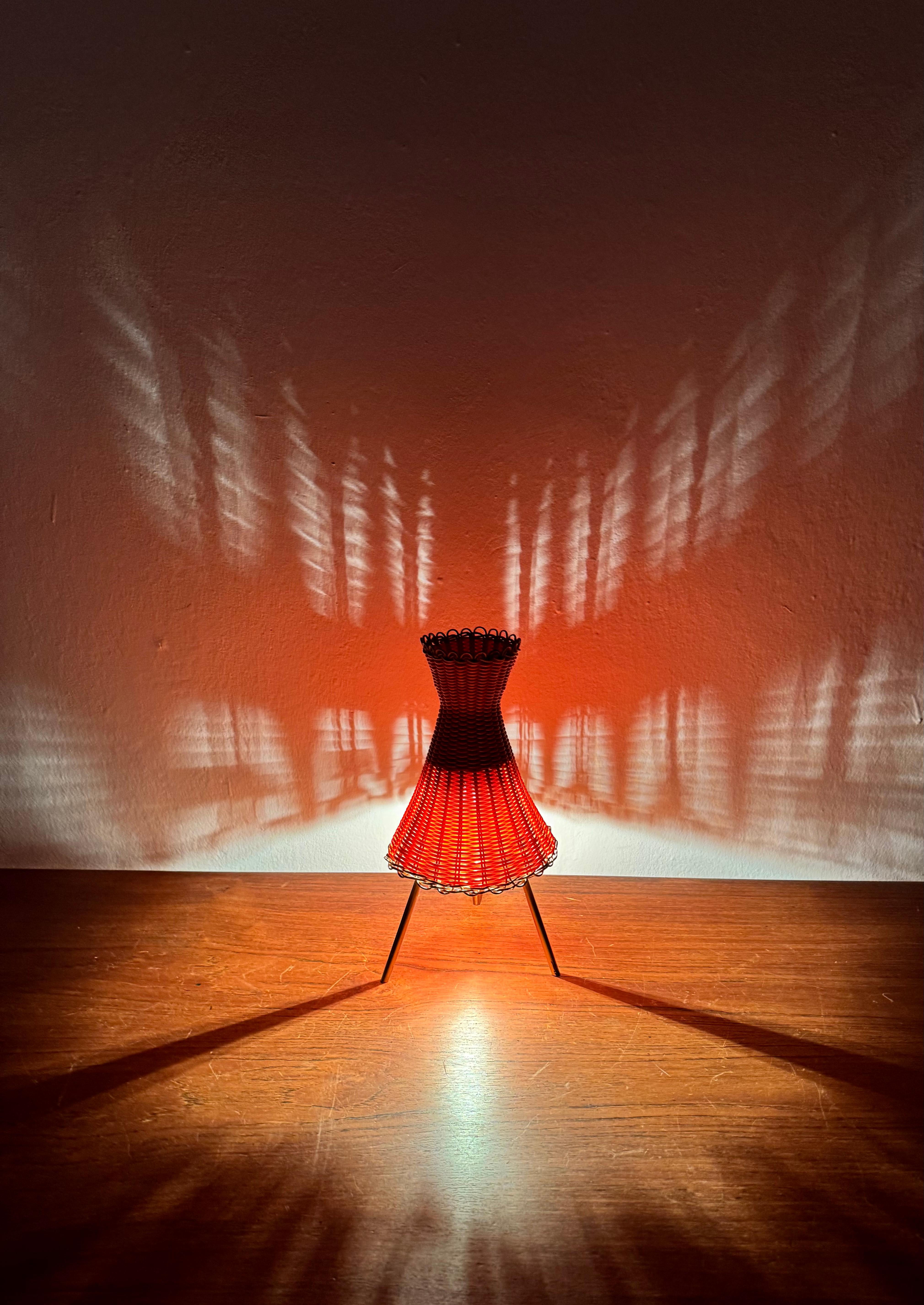 Austrian KIWI Wicker Table Lamp by J.T. Kalmar For Sale 4