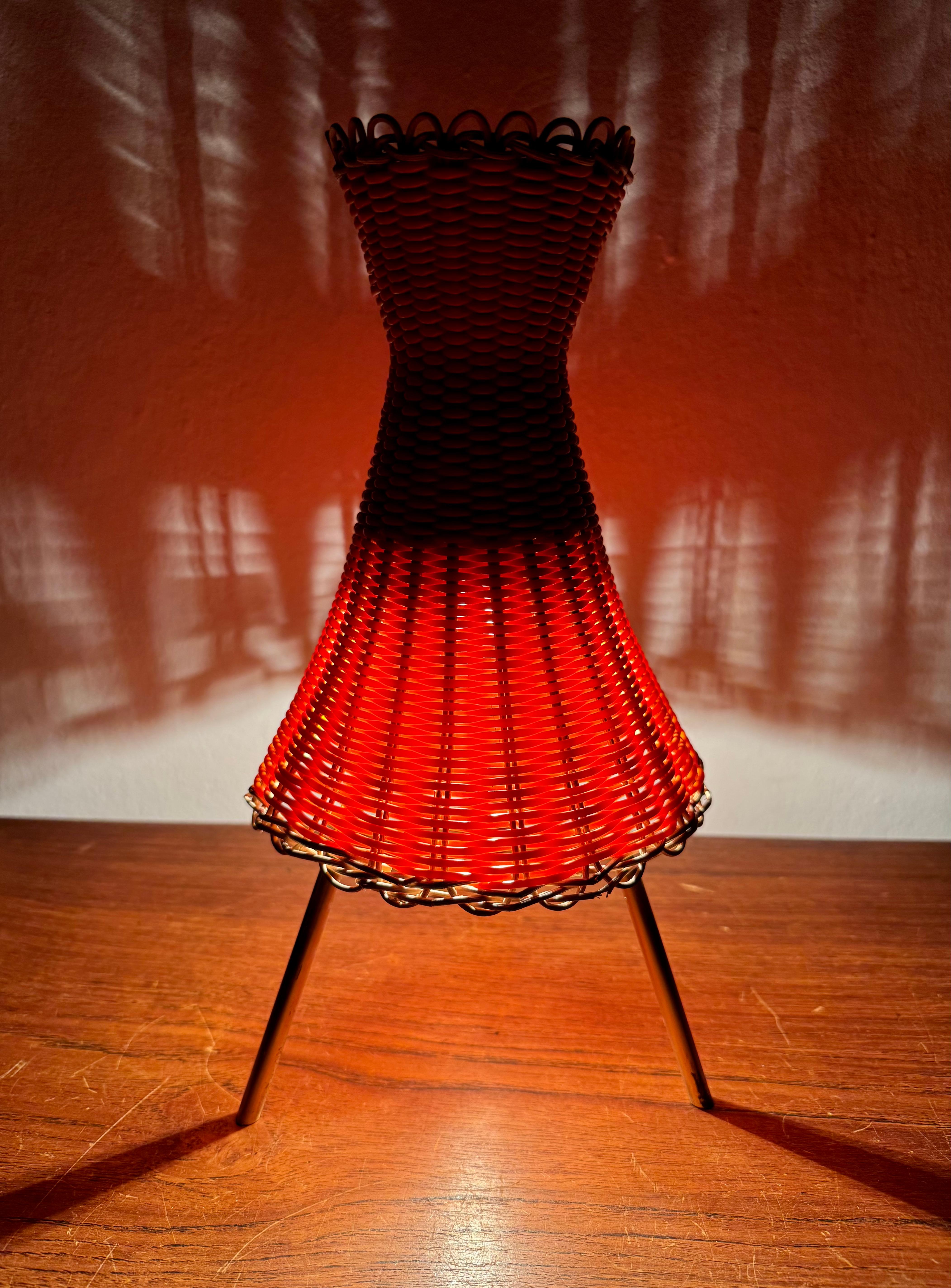 Austrian KIWI Wicker Table Lamp by J.T. Kalmar For Sale 6