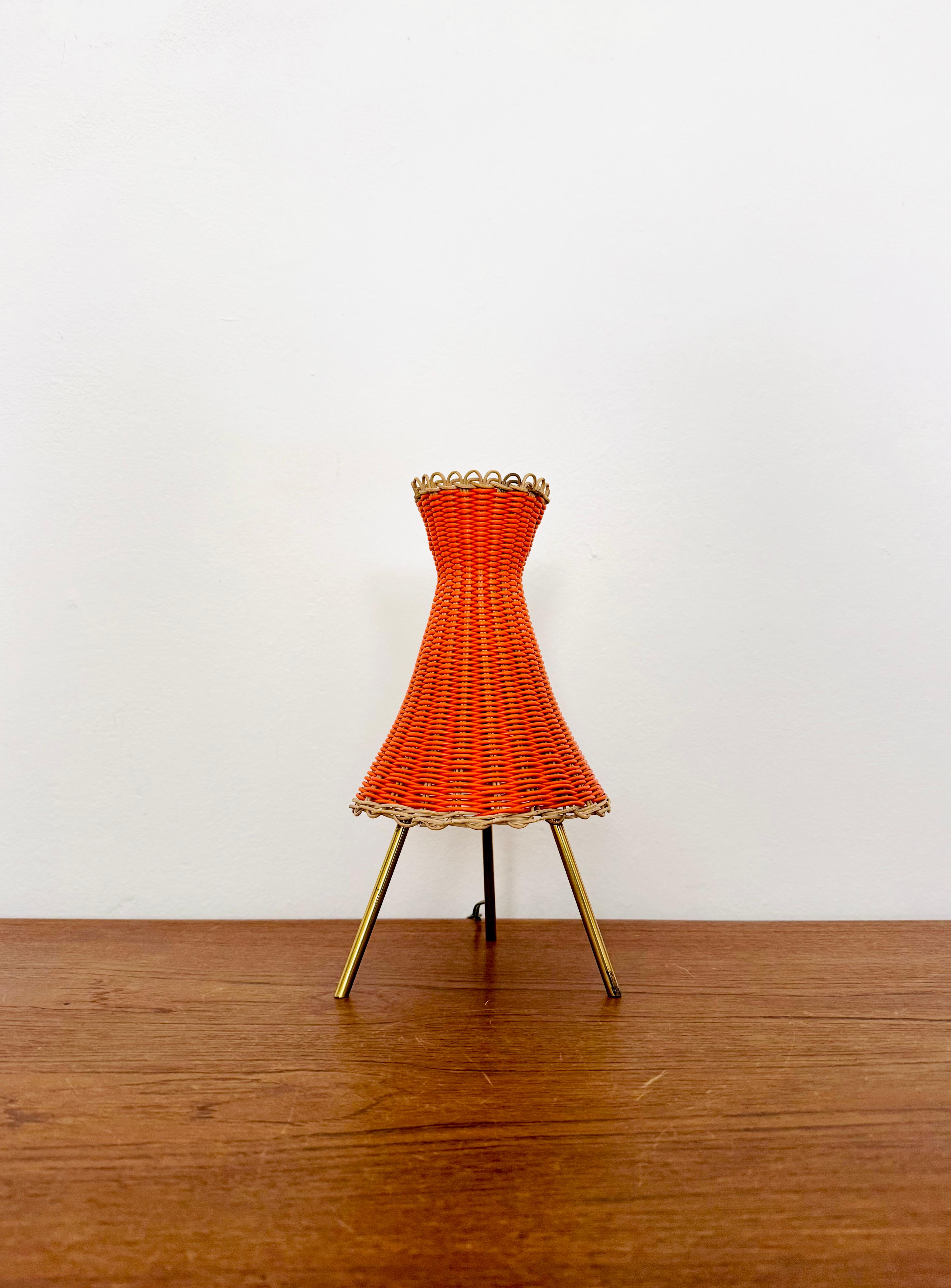 Scandinavian Modern Austrian KIWI Wicker Table Lamp by J.T. Kalmar For Sale