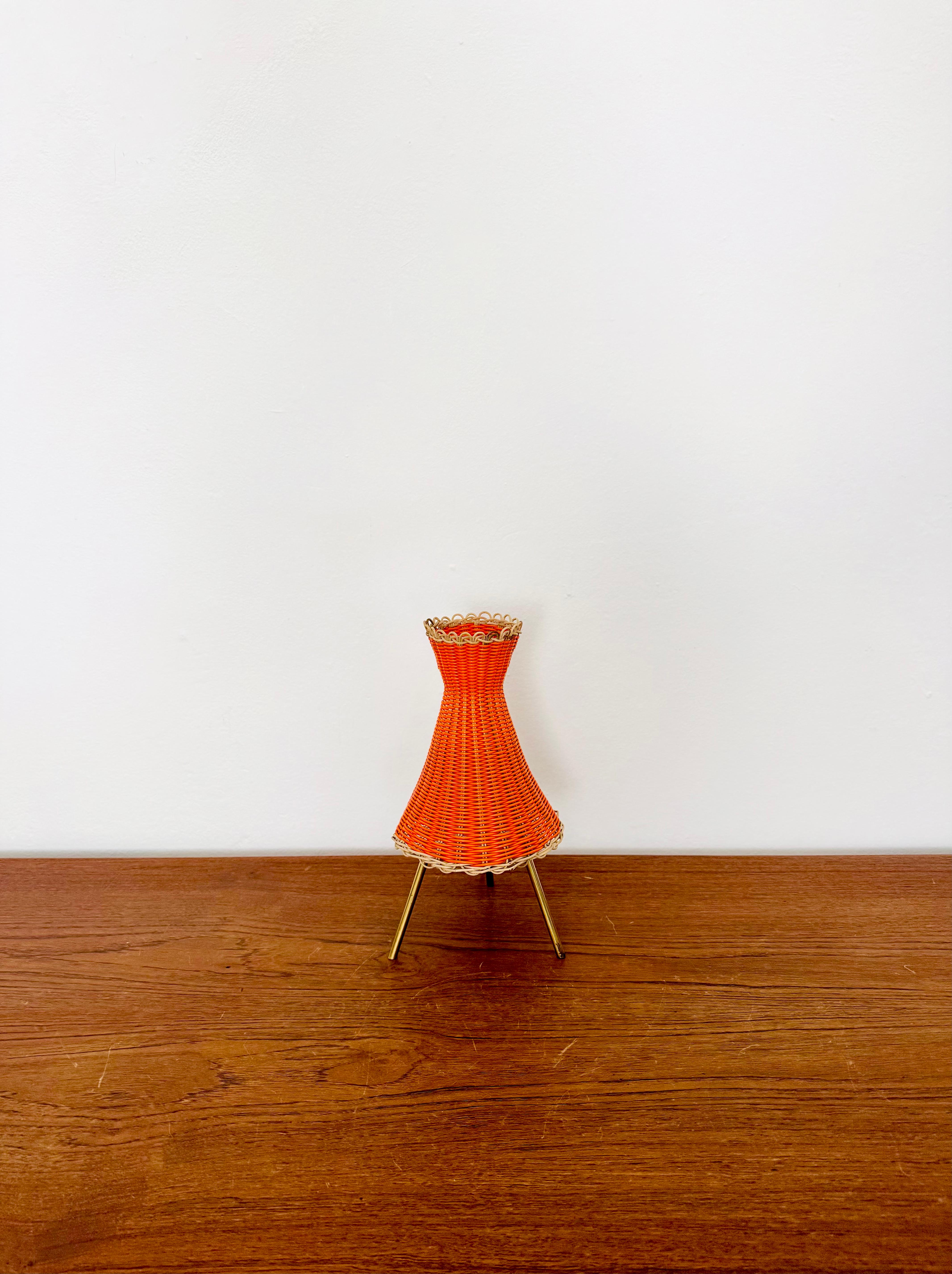 Mid-20th Century Austrian KIWI Wicker Table Lamp by J.T. Kalmar For Sale