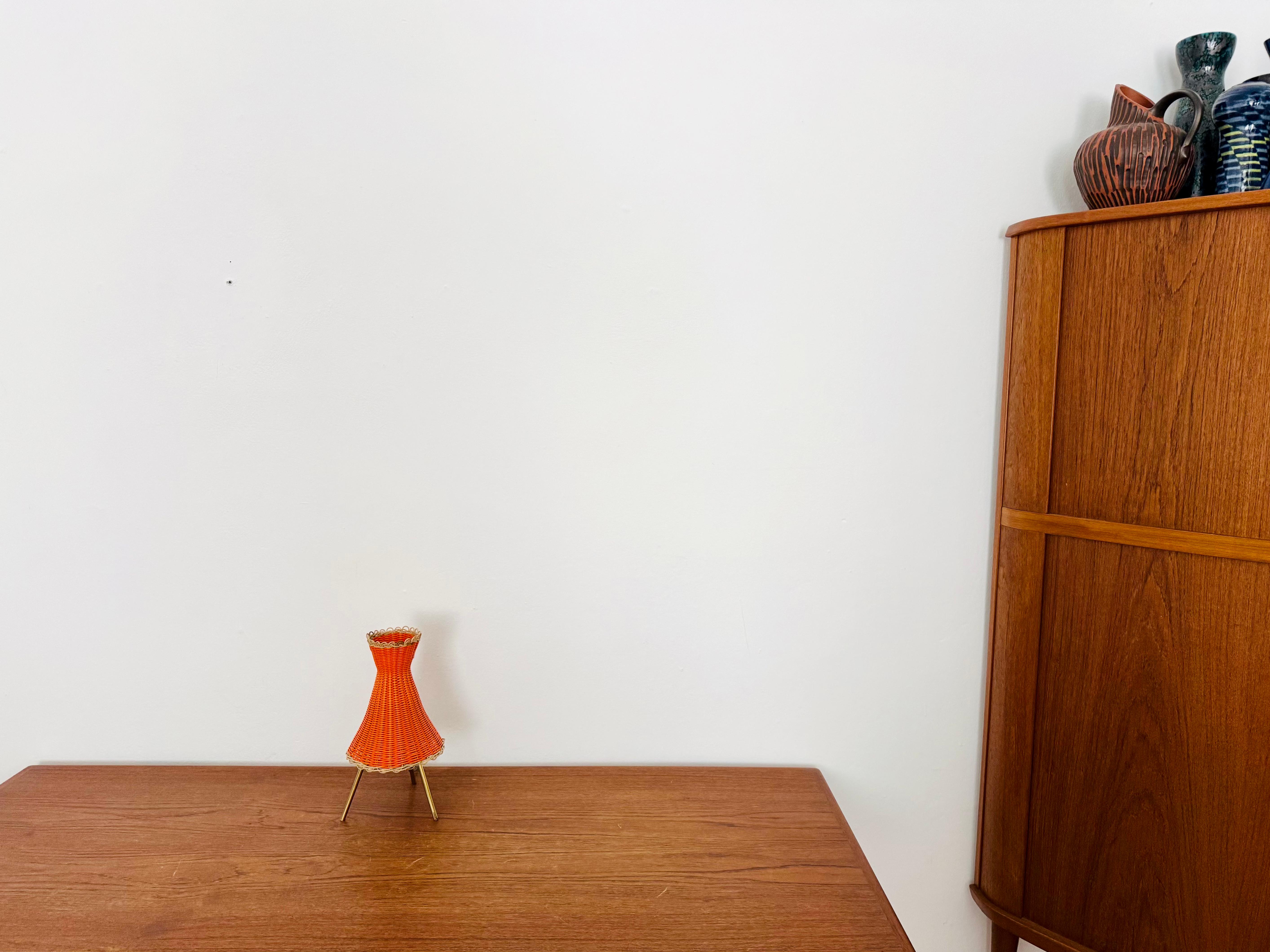 Metal Austrian KIWI Wicker Table Lamp by J.T. Kalmar For Sale