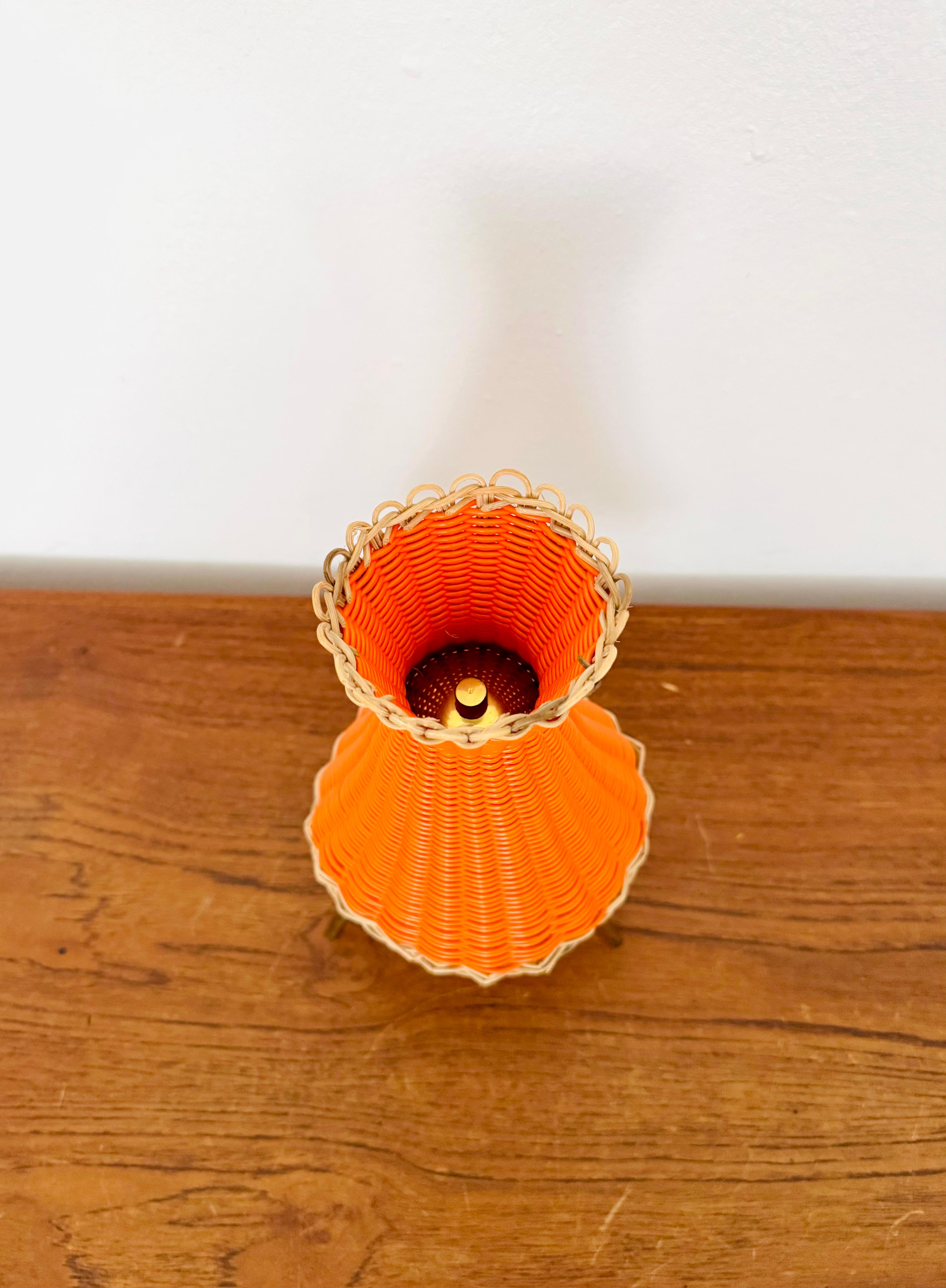 Austrian KIWI Wicker Table Lamp by J.T. Kalmar For Sale 1