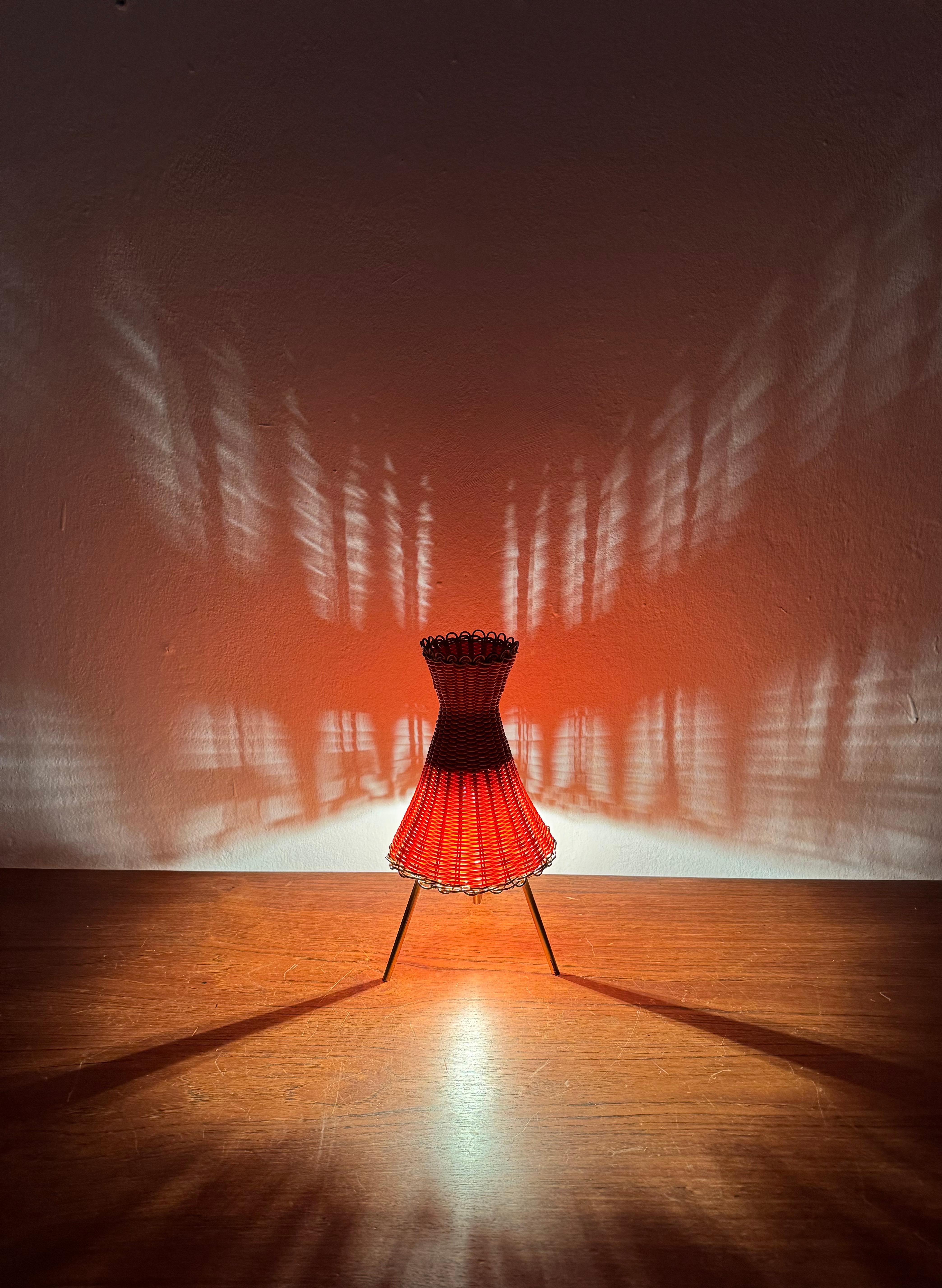 Austrian KIWI Wicker Table Lamp by J.T. Kalmar For Sale 2