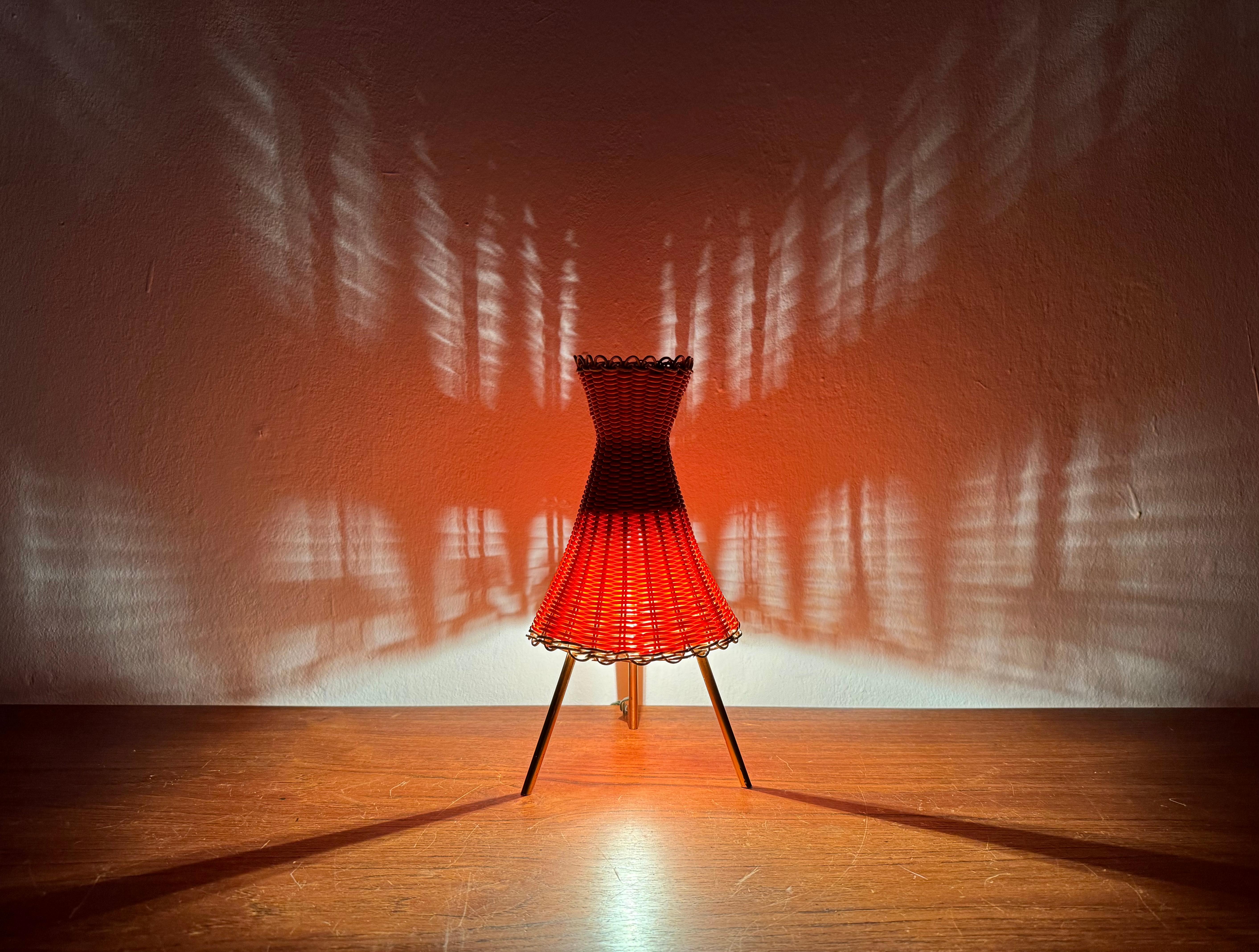 Austrian KIWI Wicker Table Lamp by J.T. Kalmar For Sale 3
