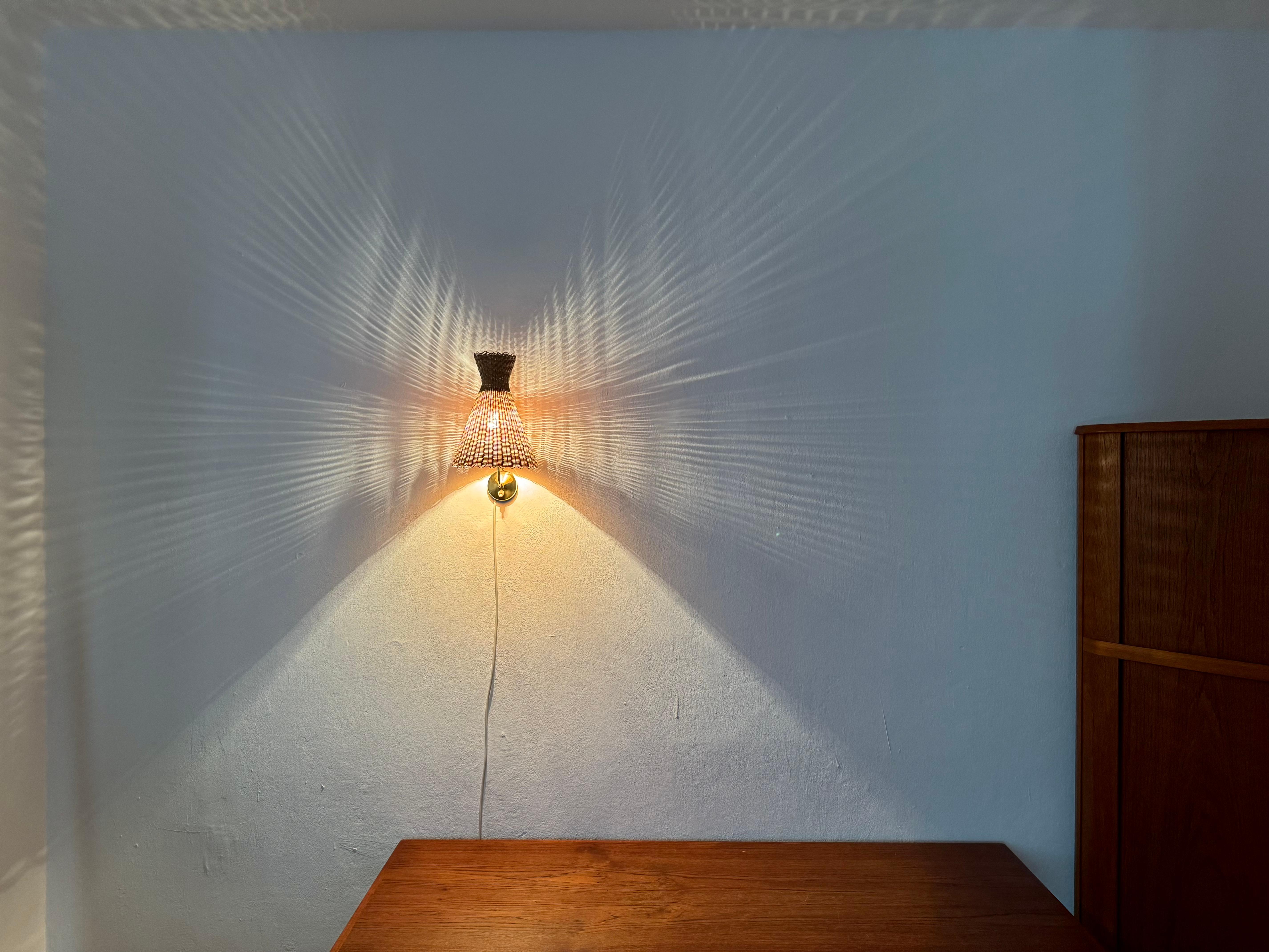 Austrian KIWI Wicker Wall Lamp by J.T. Kalmar For Sale 4