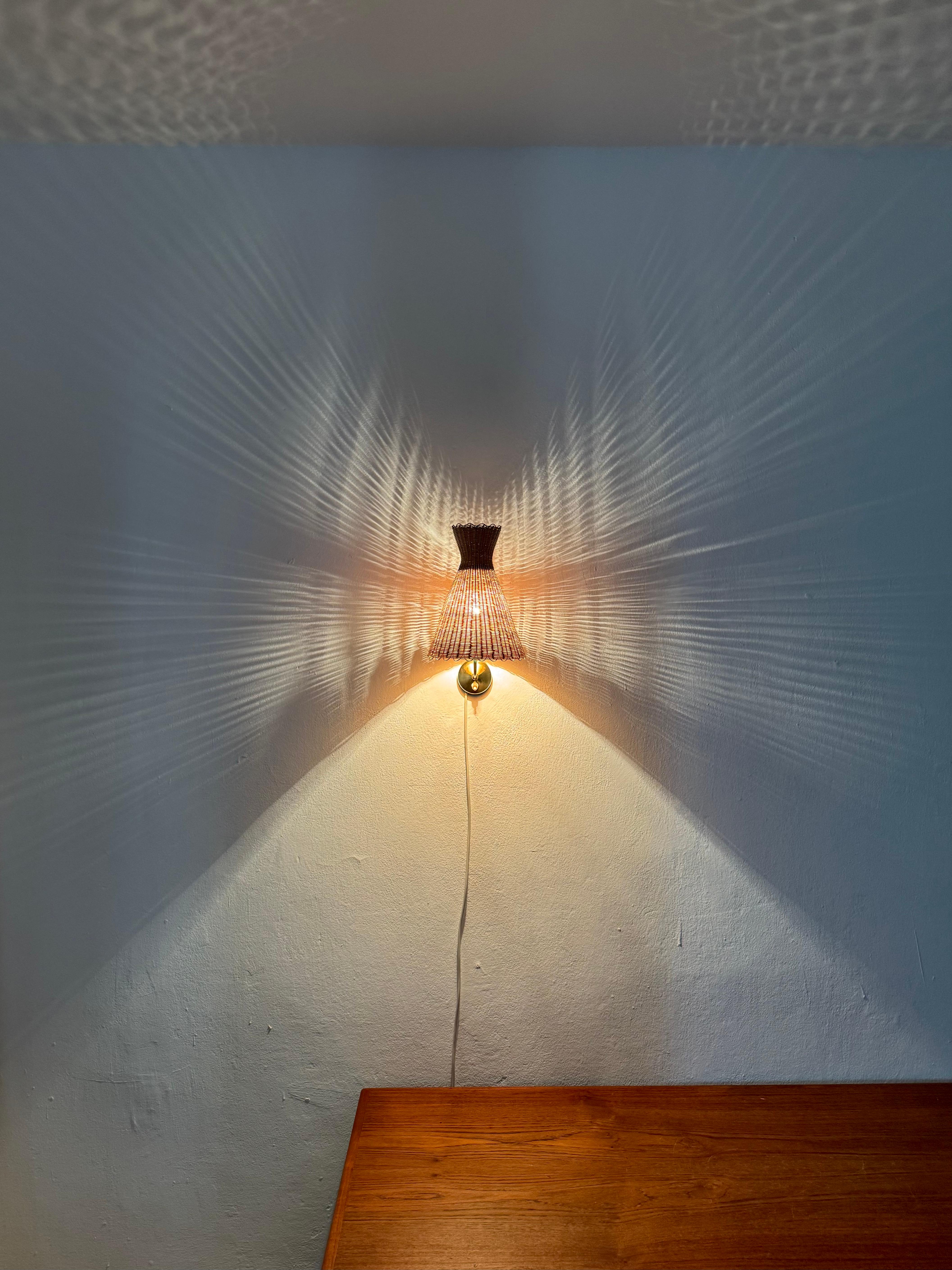 Austrian KIWI Wicker Wall Lamp by J.T. Kalmar For Sale 6