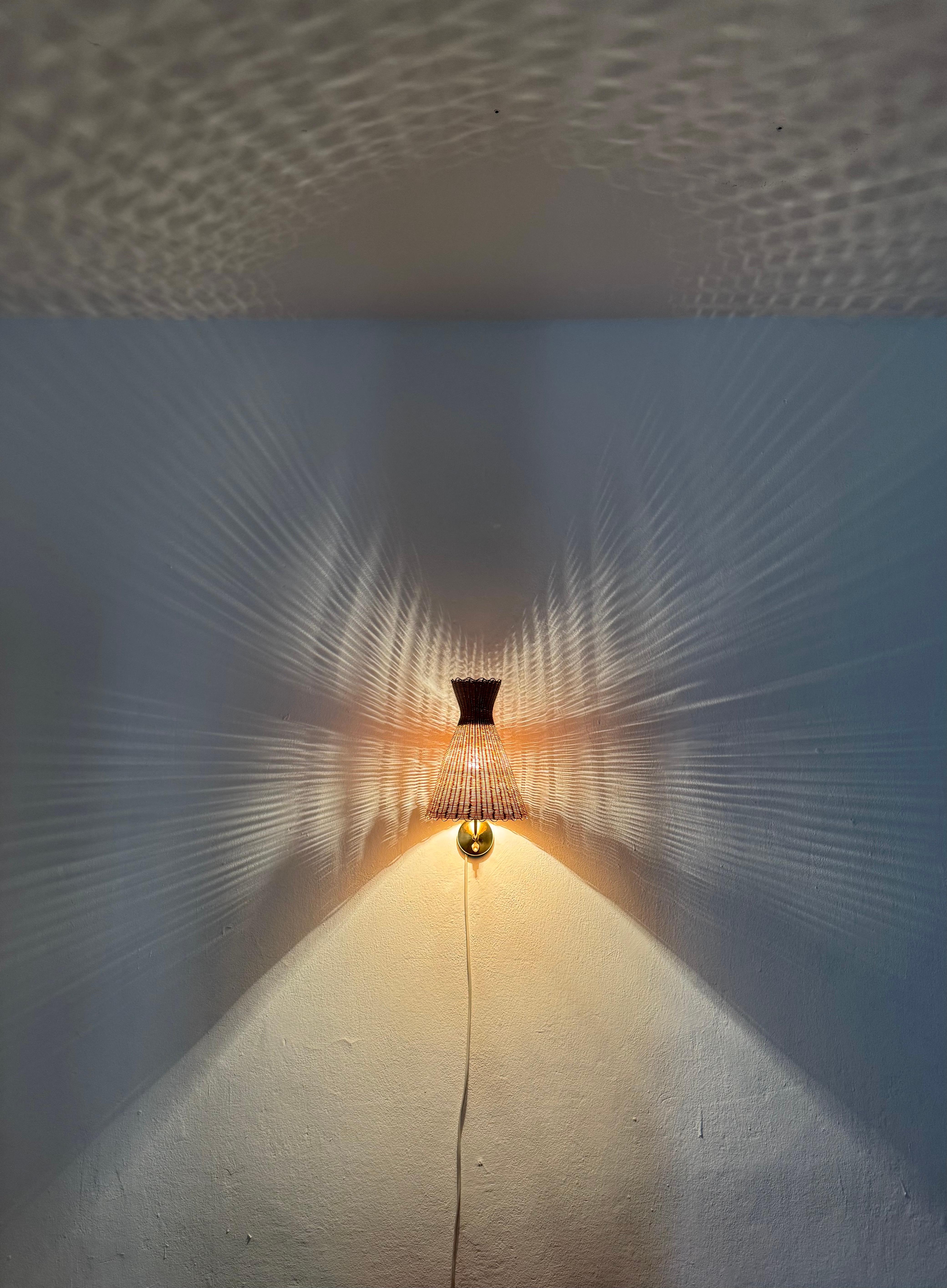 Austrian KIWI Wicker Wall Lamp by J.T. Kalmar For Sale 7